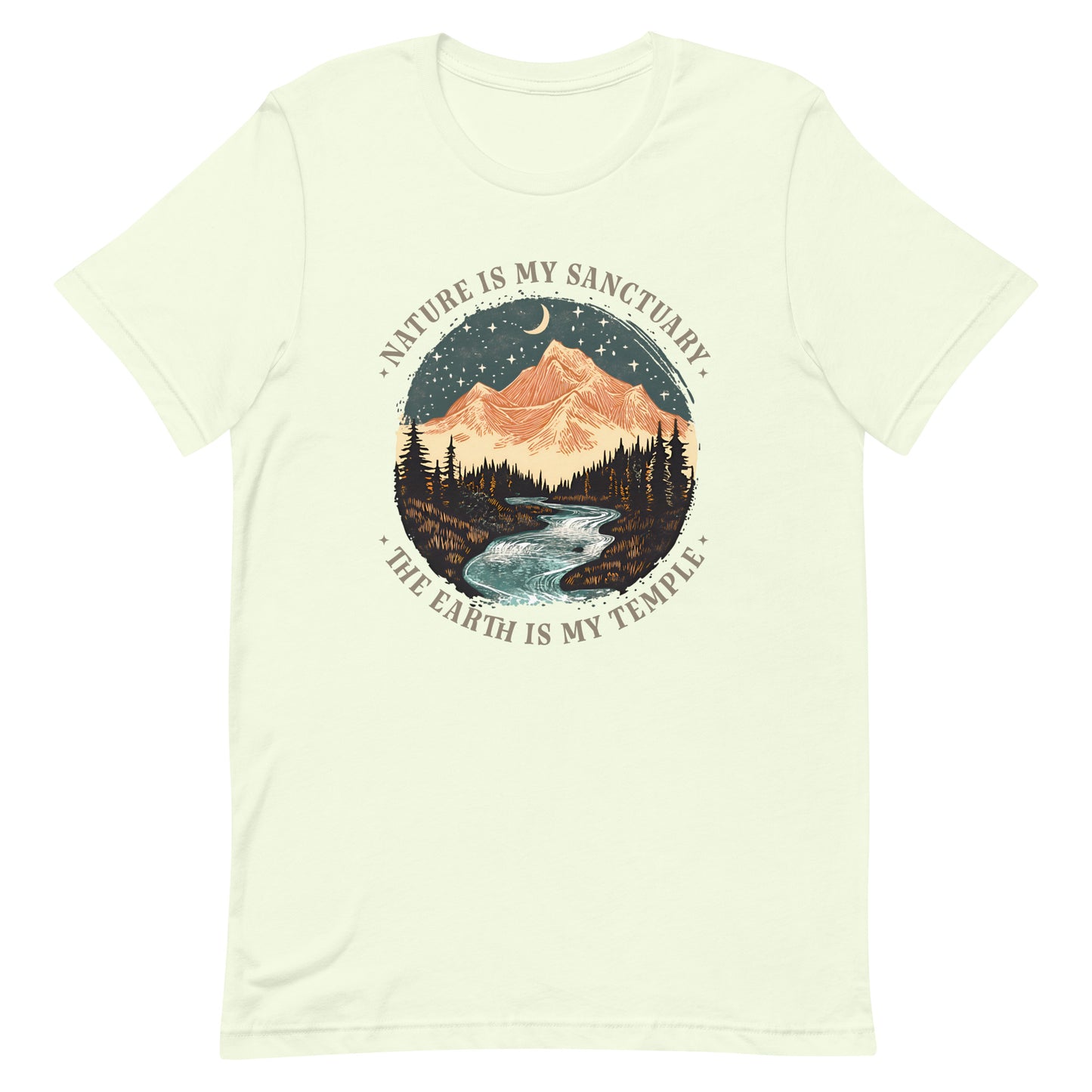 Front View Image: Nature Is My Sanctuary The Earth Is My Temple t-shirt – bold environmental message.