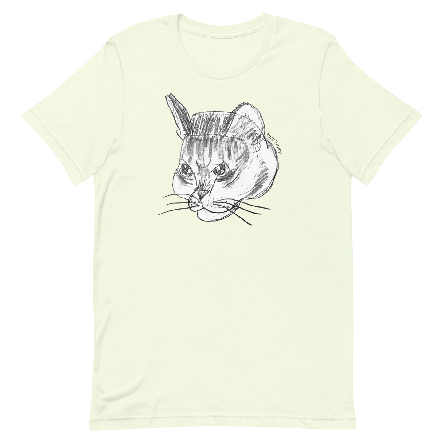Front view of the Subtle Anti-Trump Cat Unisex T-Shirt showcasing the cat design.