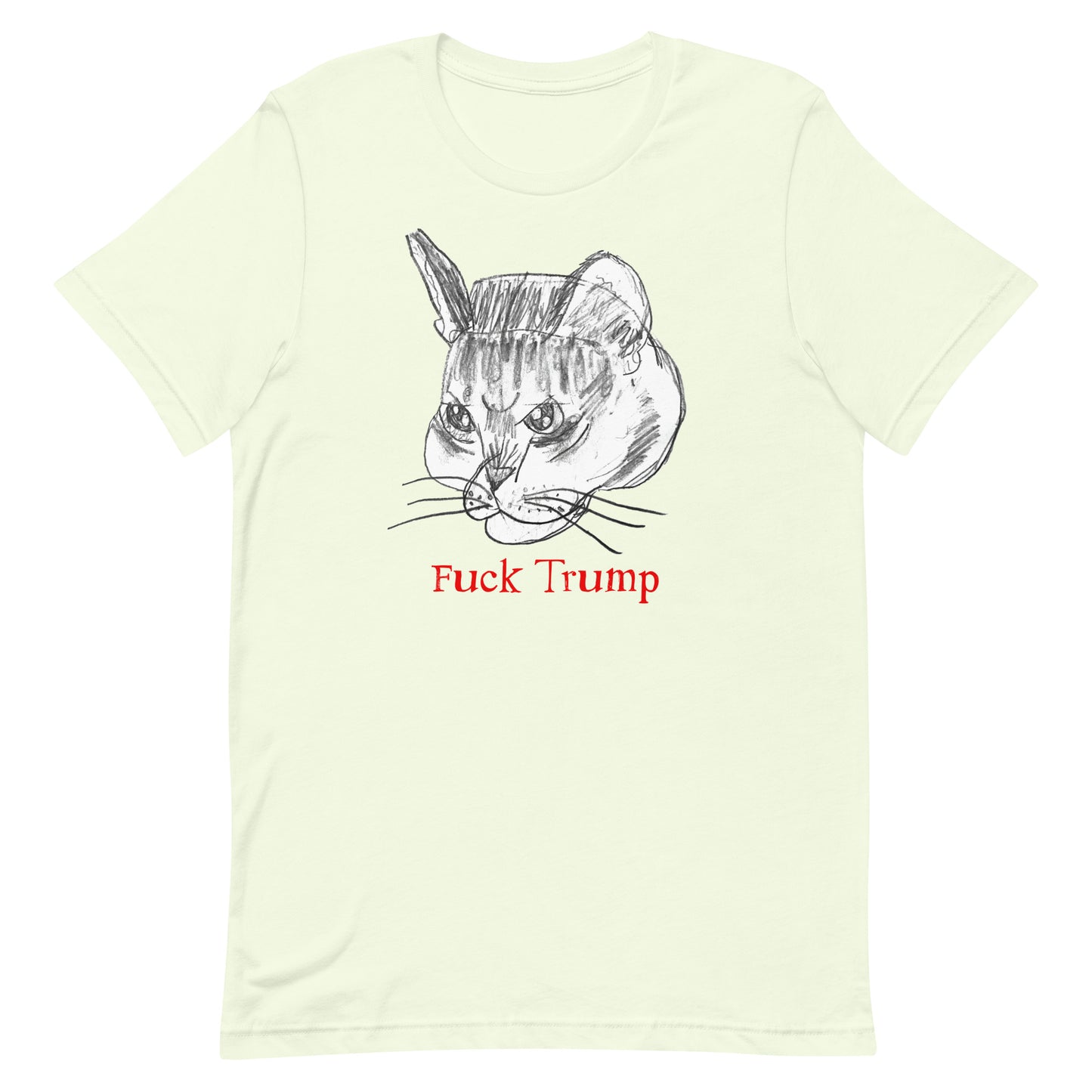 Front view of the Subtle Anti-Trump Cat F*ck Trump T-Shirt featuring the cat illustration and phrase.