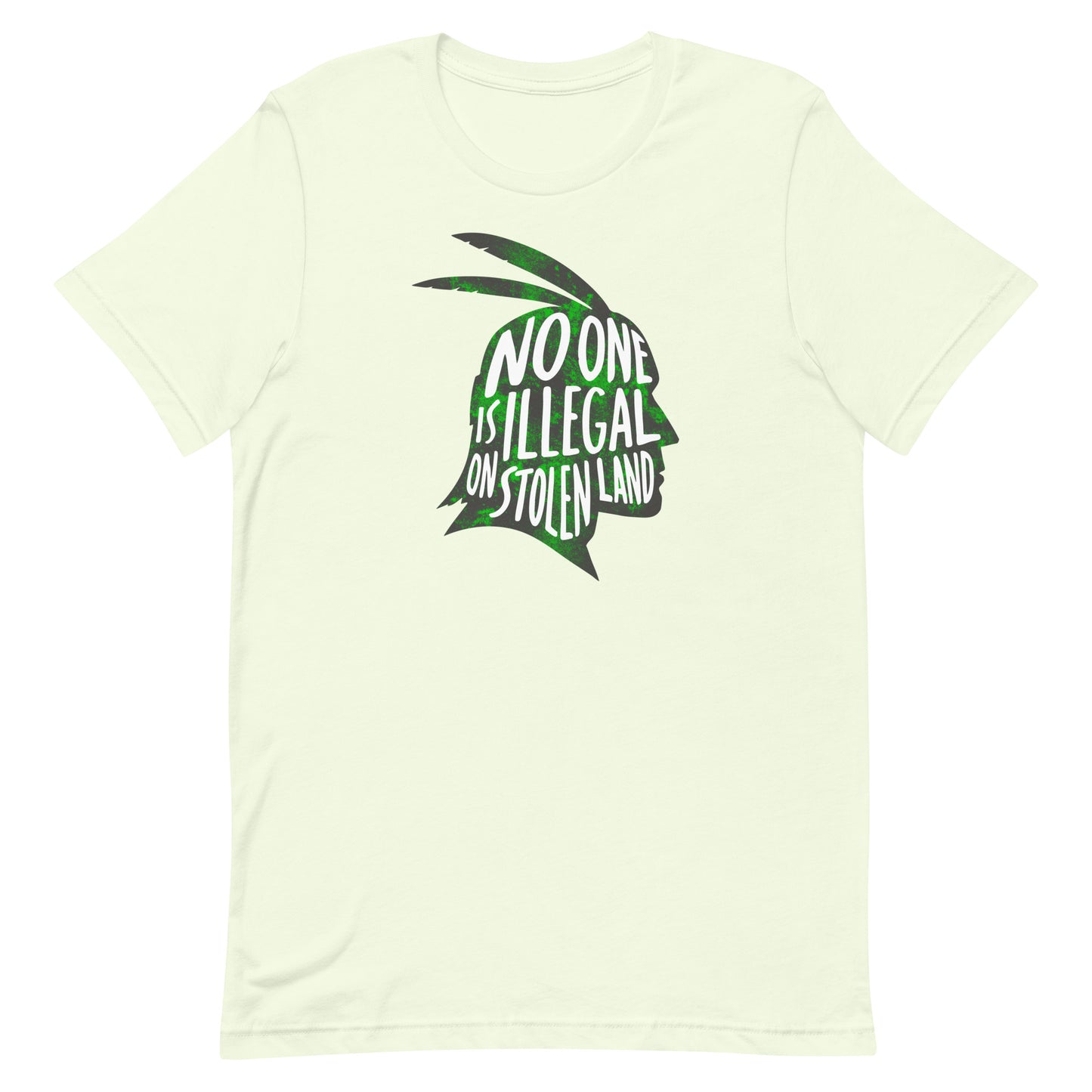 Front View Image: No One Is Illegal On Stolen Land Graphic Tee Front View