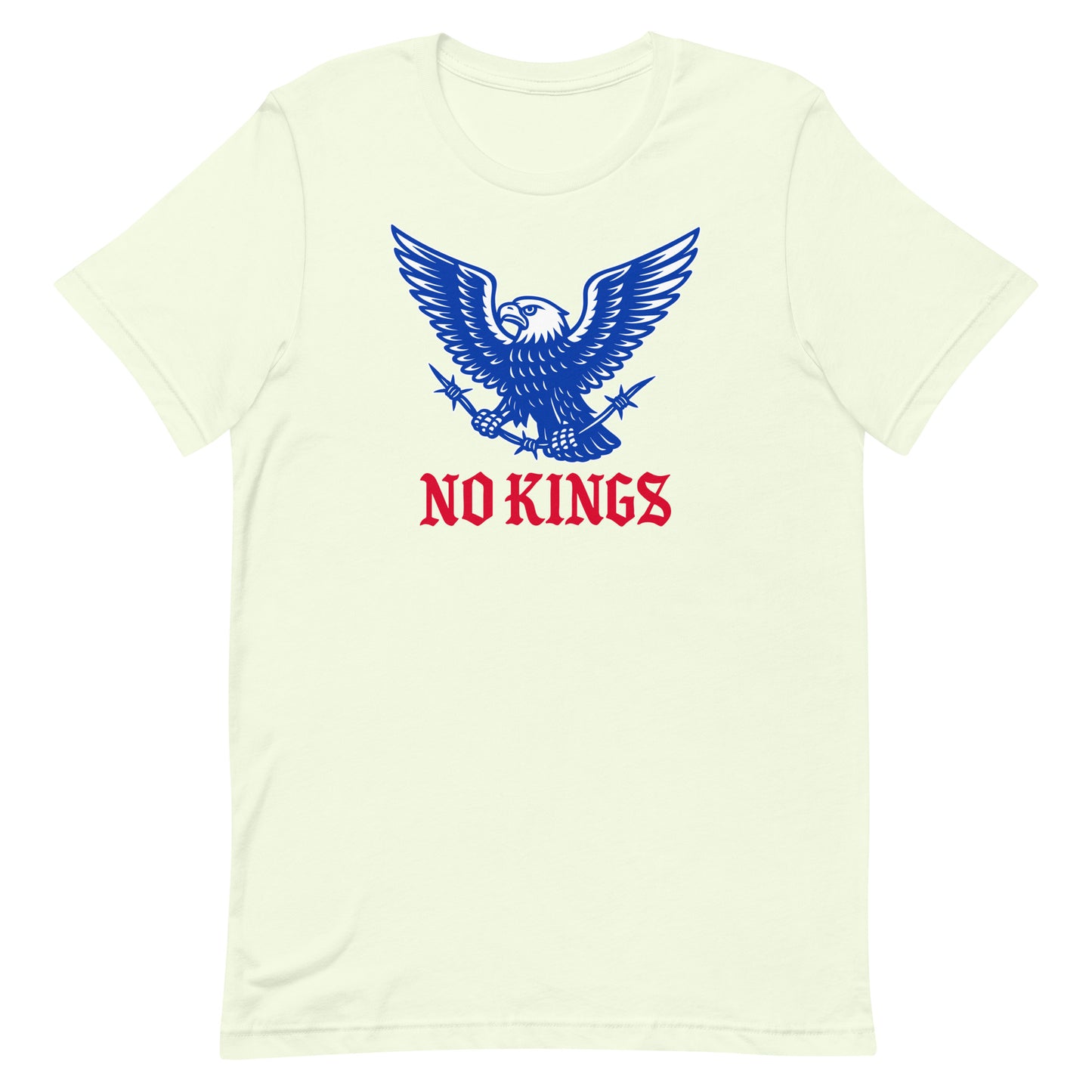 Front view of the "No Kings In America" Anti-Trump Patriotic Eagle Graphic Unisex T-Shirt