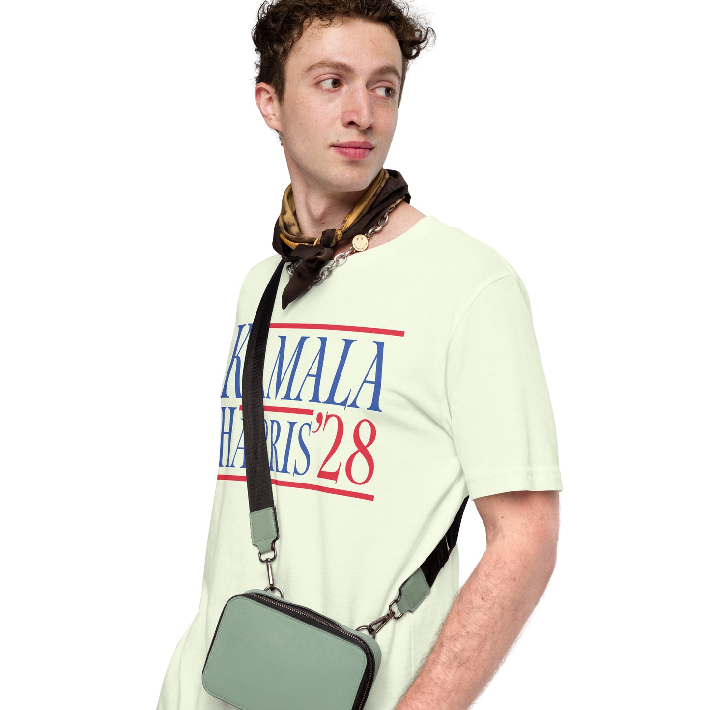 Lifestyle Image: Harris supporter wearing the Kamala Harris 2028 t‑shirt
