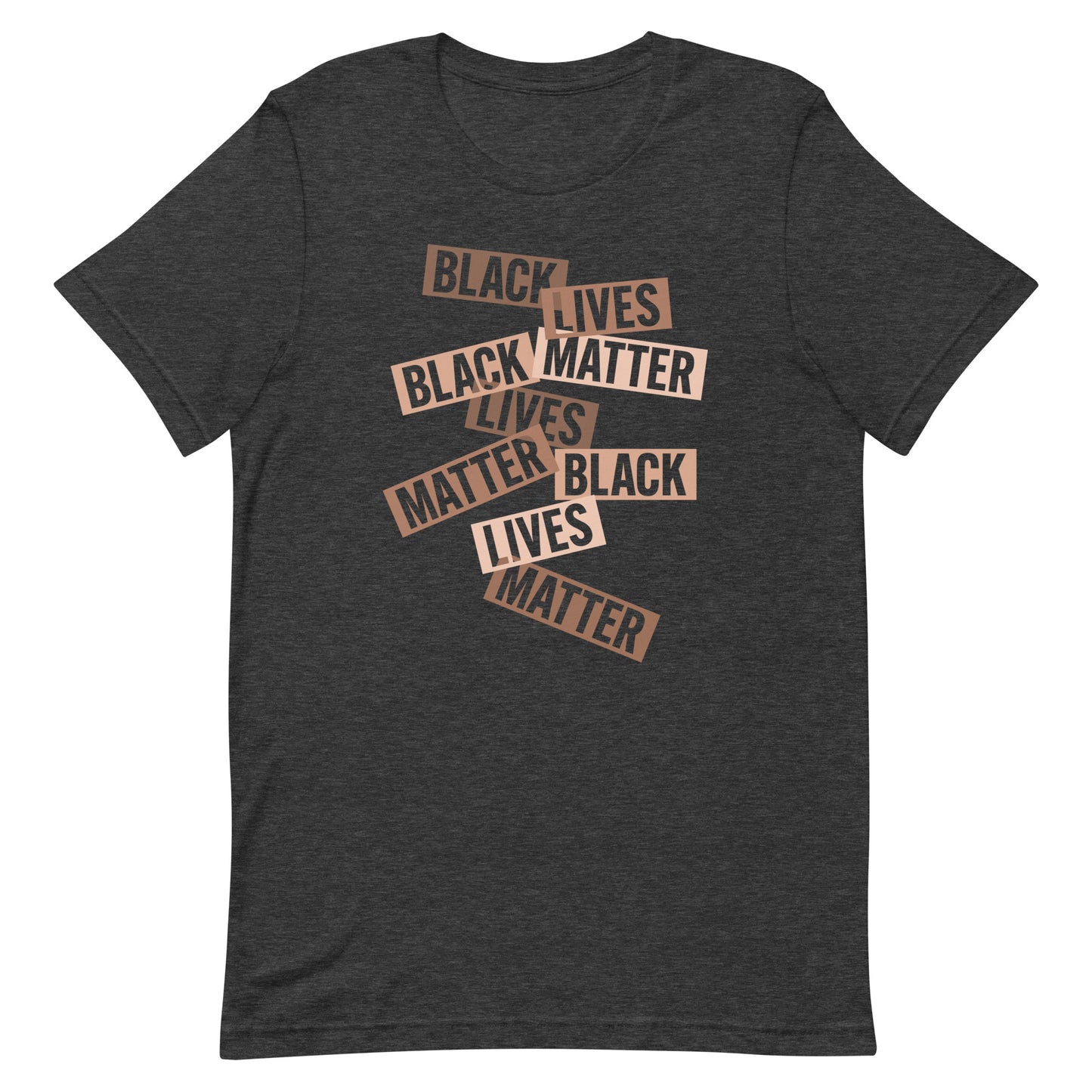 Front View Image: Bold Black Lives Matter Unisex T-Shirt design.