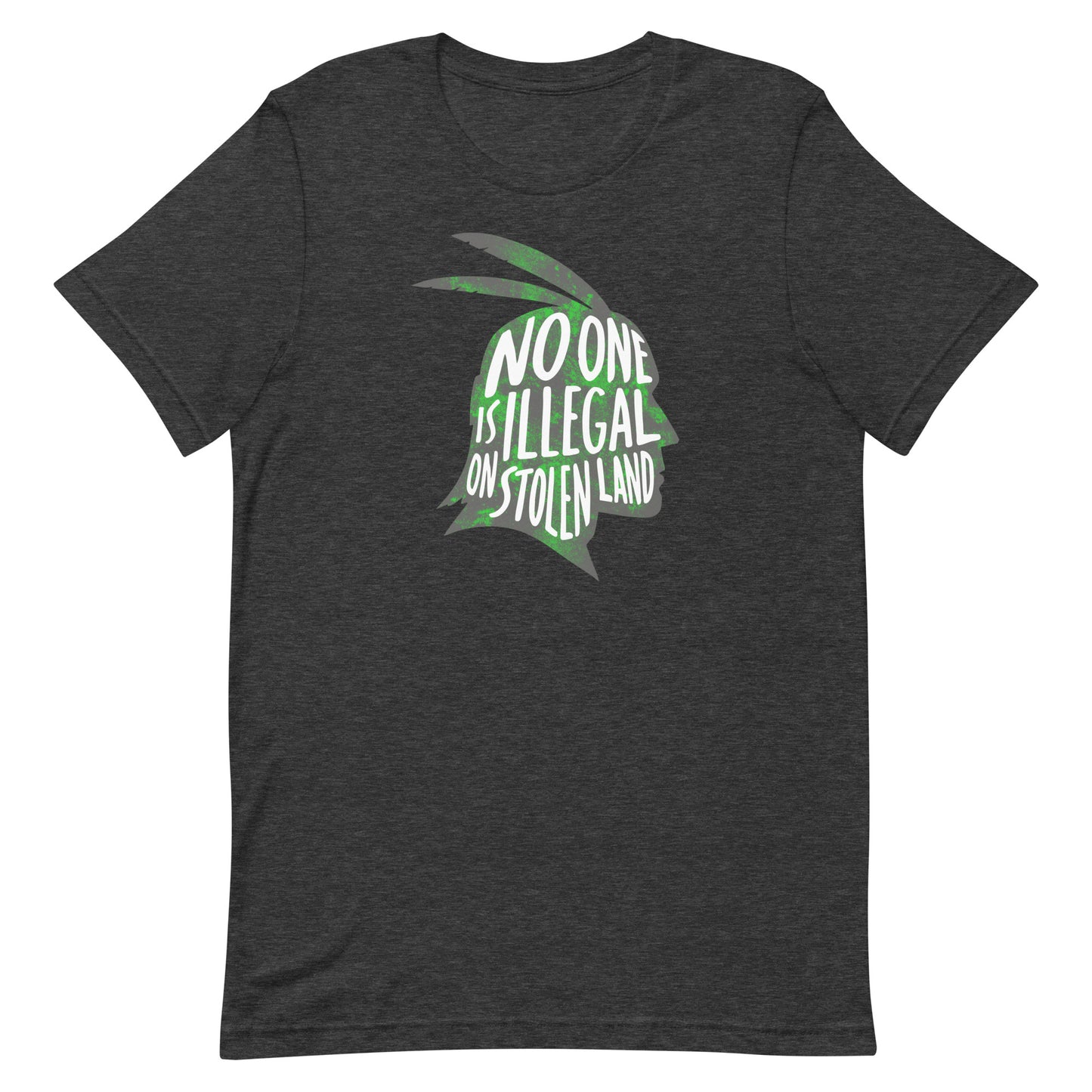Front View Image: No One Is Illegal On Stolen Land Graphic Tee Front View