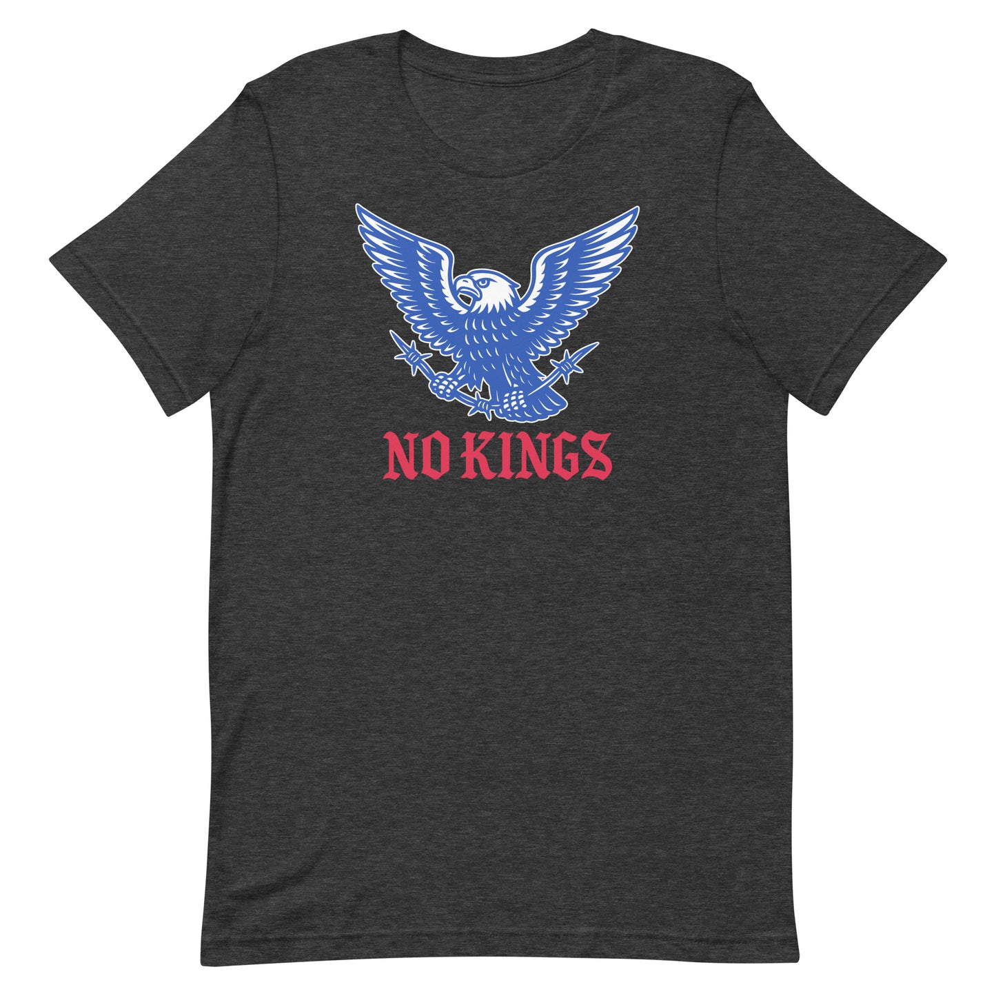 Front view of the "No Kings In America" Anti-Trump Patriotic Eagle Graphic Unisex T-Shirt