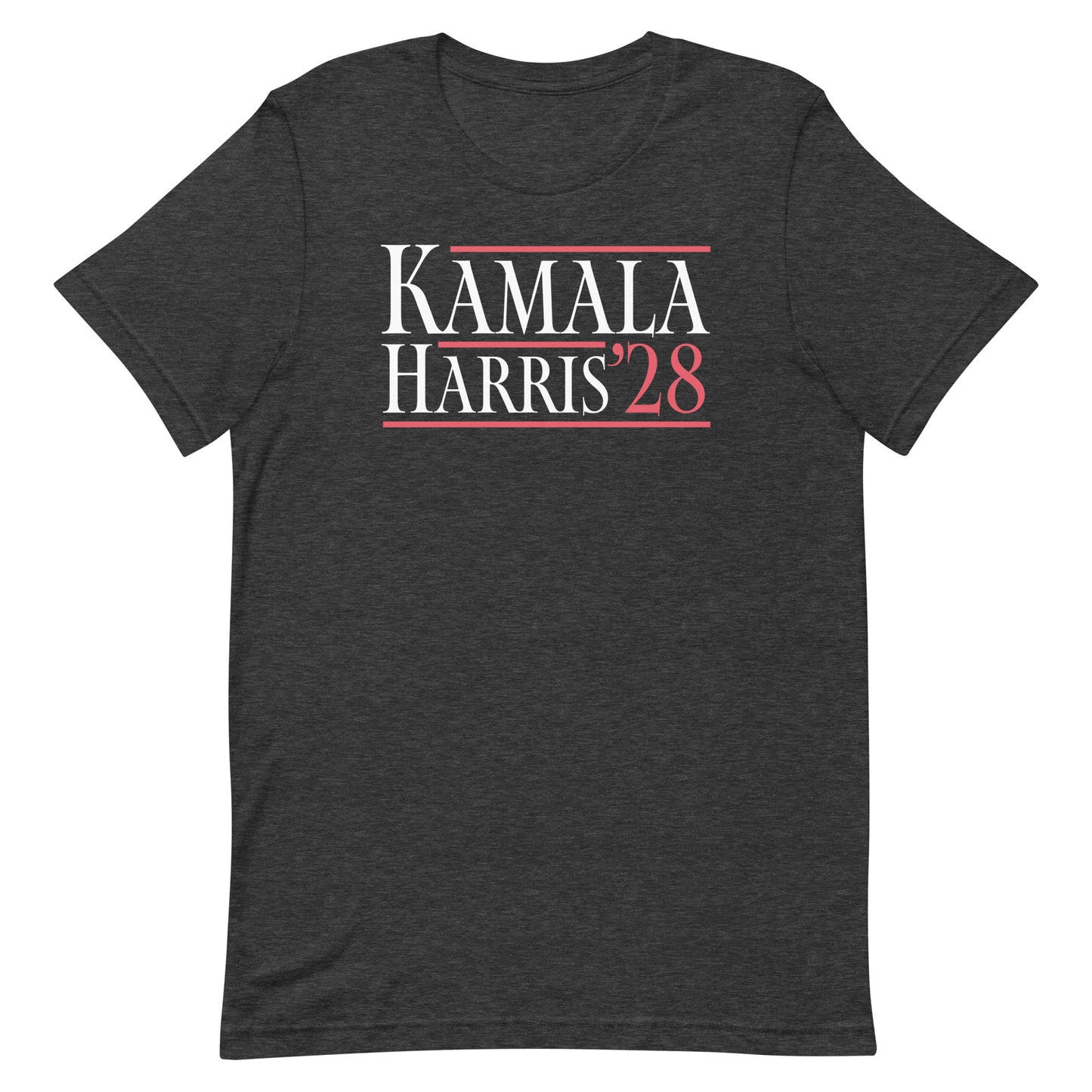 Front View Image: Front view of Kamala Harris ’28 campaign-style t‑shirt with bold printed slogan