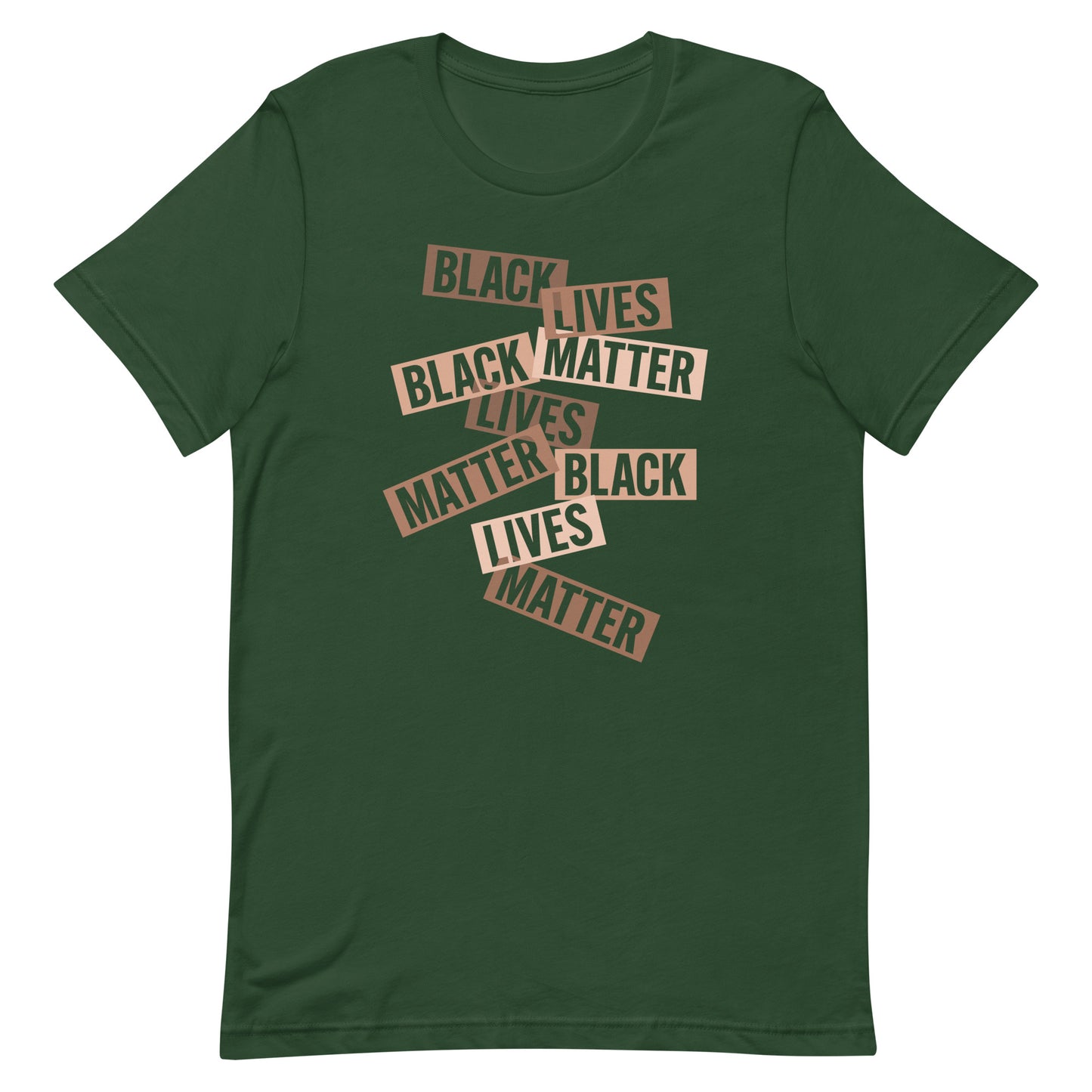 Front View Image: Bold Black Lives Matter Unisex T-Shirt design.