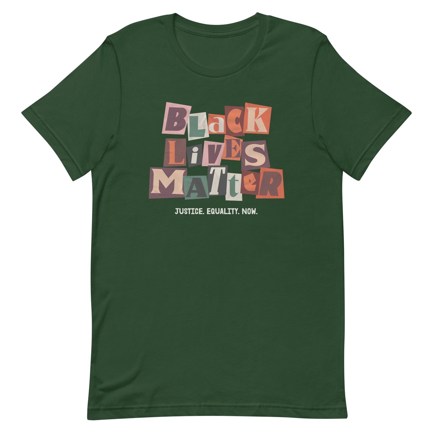 Front view of the Black Lives Matter Unisex T-Shirt with bold lettering.
