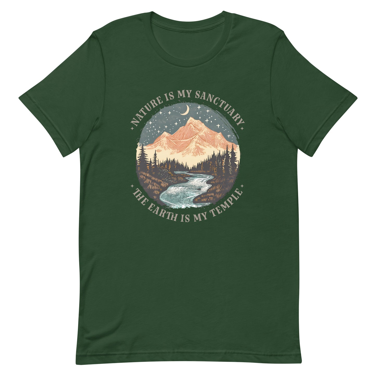 Front View Image: Nature Is My Sanctuary The Earth Is My Temple t-shirt – bold environmental message.