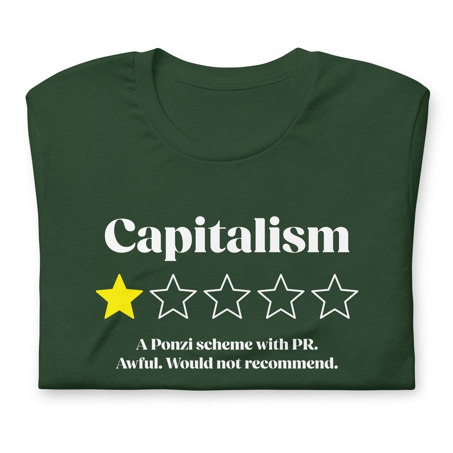 Close up view: Anti-capitalism t-shirt