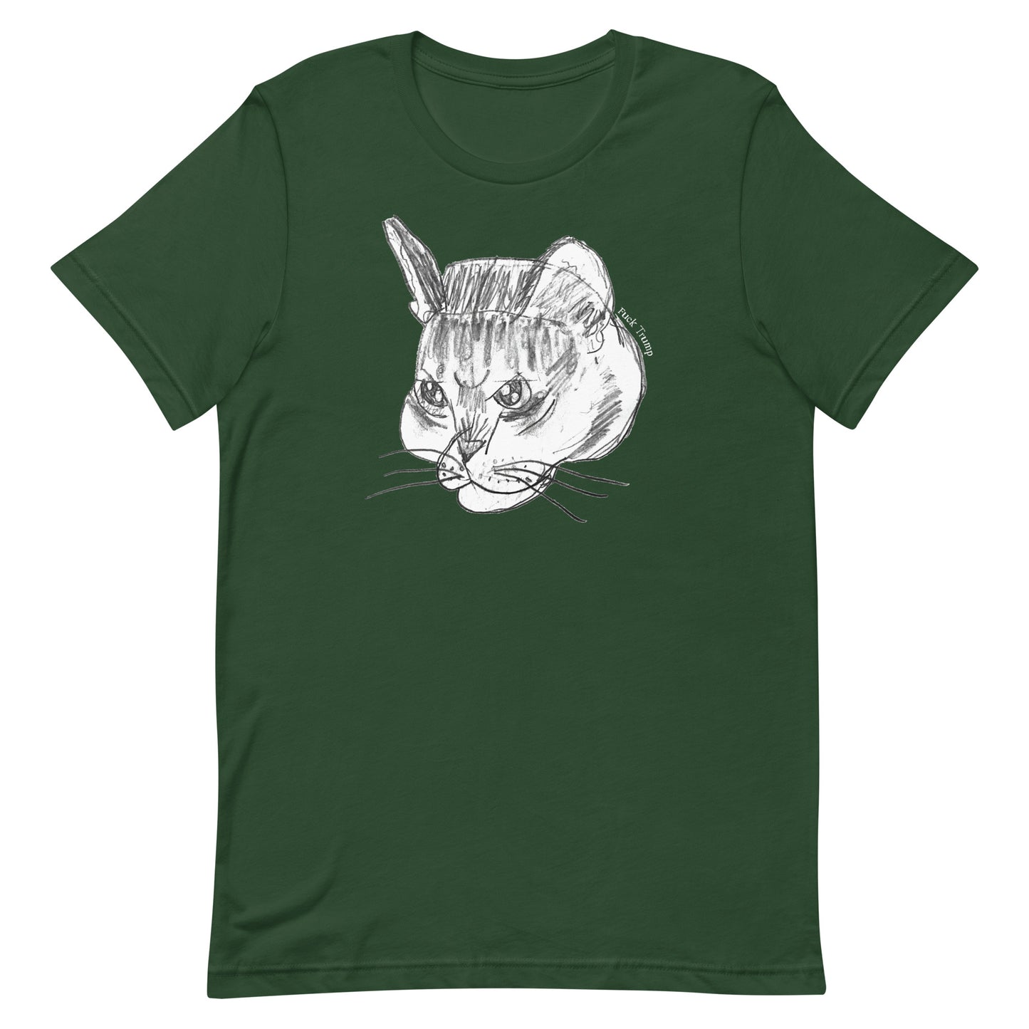 Front view of the Subtle Anti-Trump Cat Unisex T-Shirt showcasing the cat design.