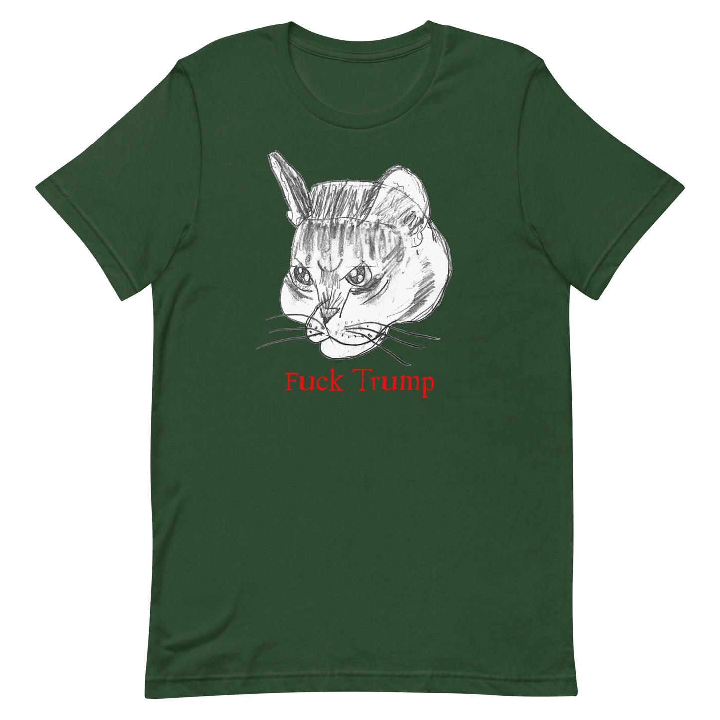 Front view of the Subtle Anti-Trump Cat F*ck Trump T-Shirt featuring the cat illustration and phrase.