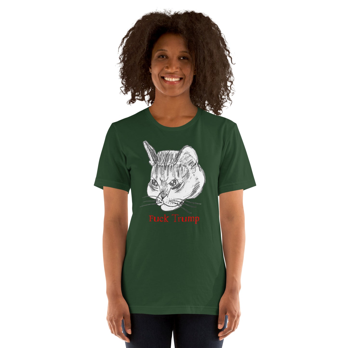 Lifestyle Image: Person wearing the Subtle Anti-Trump Cat T-Shirt in a casual setting.