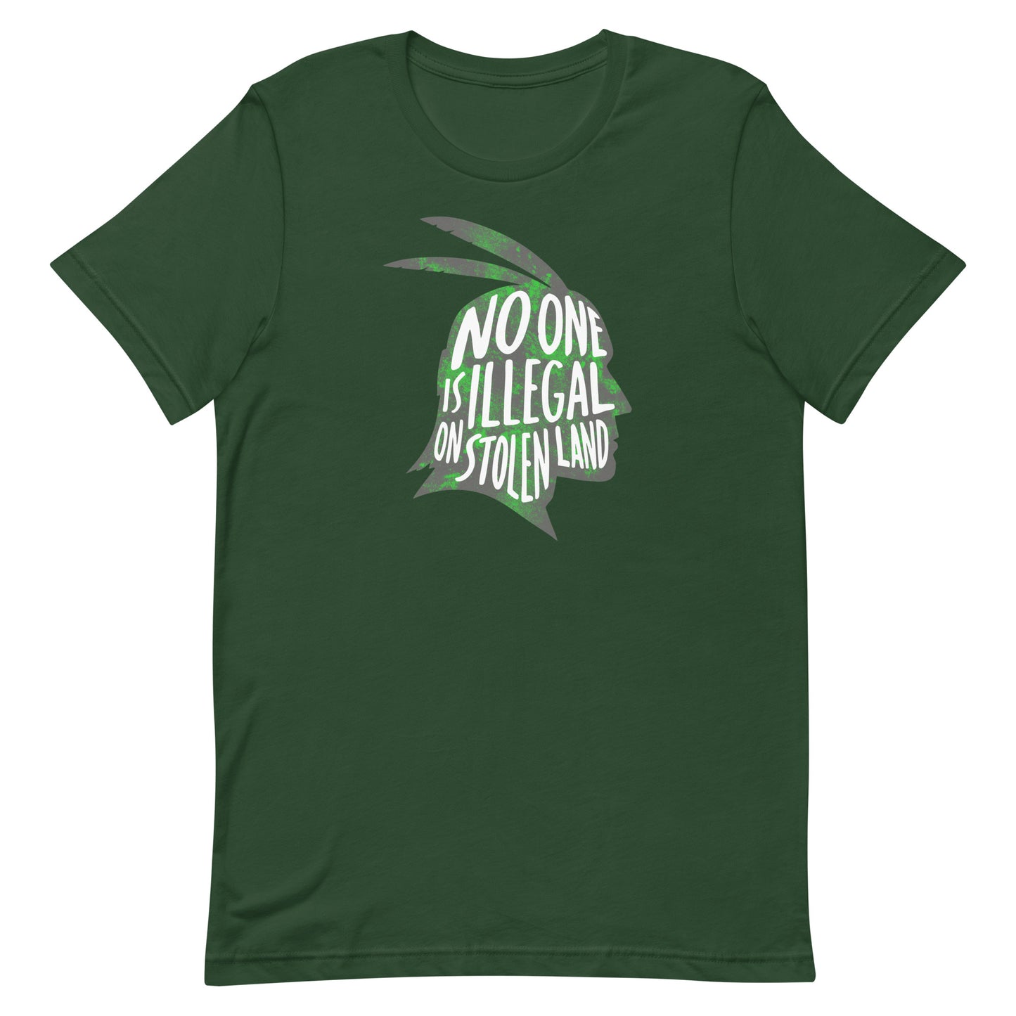 Front View Image: No One Is Illegal On Stolen Land Graphic Tee Front View