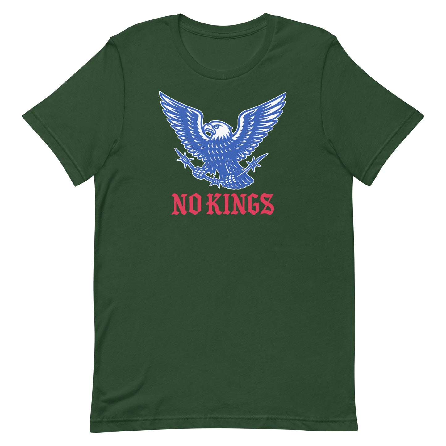 Front view of the "No Kings In America" Anti-Trump Patriotic Eagle Graphic Unisex T-Shirt