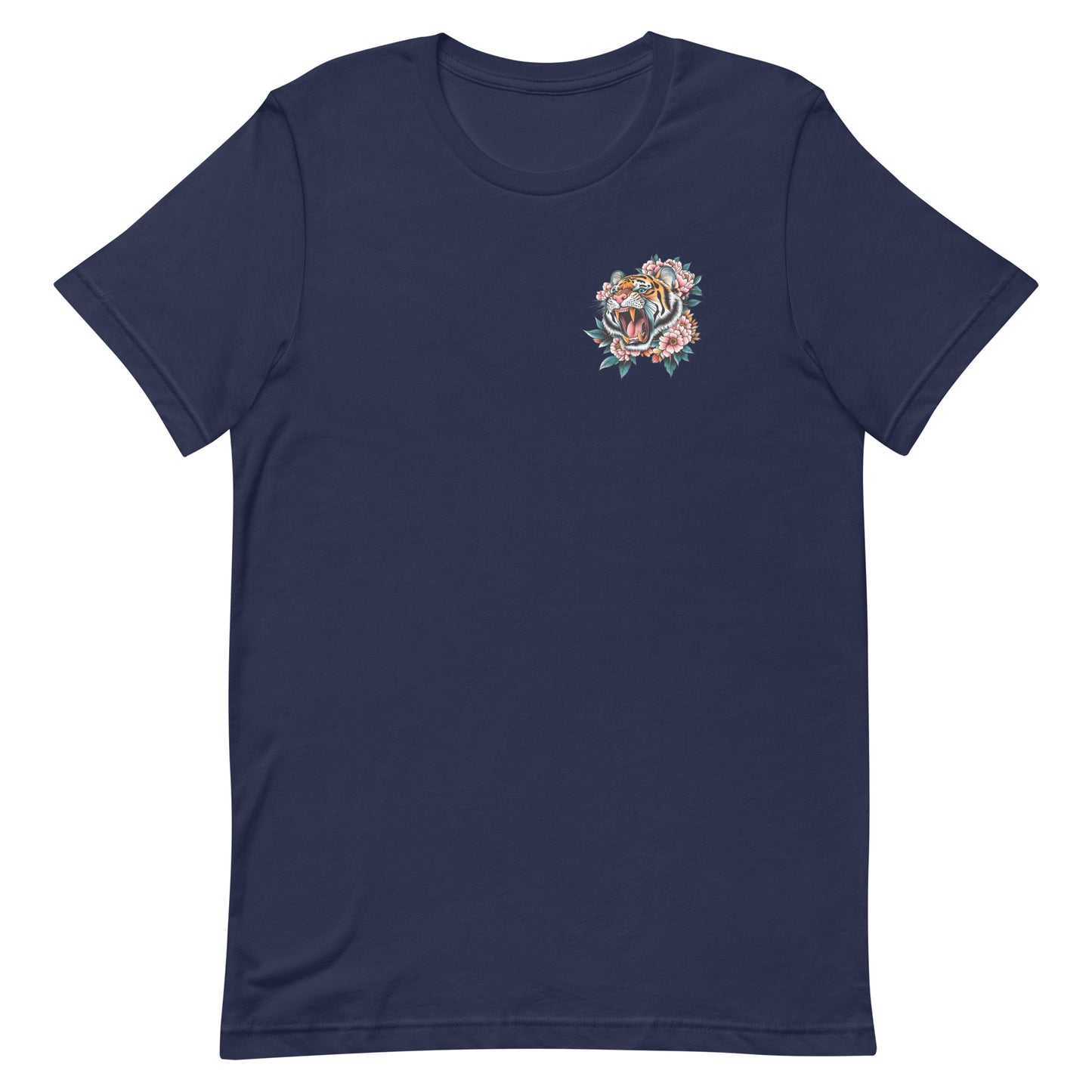 Front View Image: Women Don’t Owe You Sh*t Unisex T-Shirt with small tiger and floral emblem on the front.
