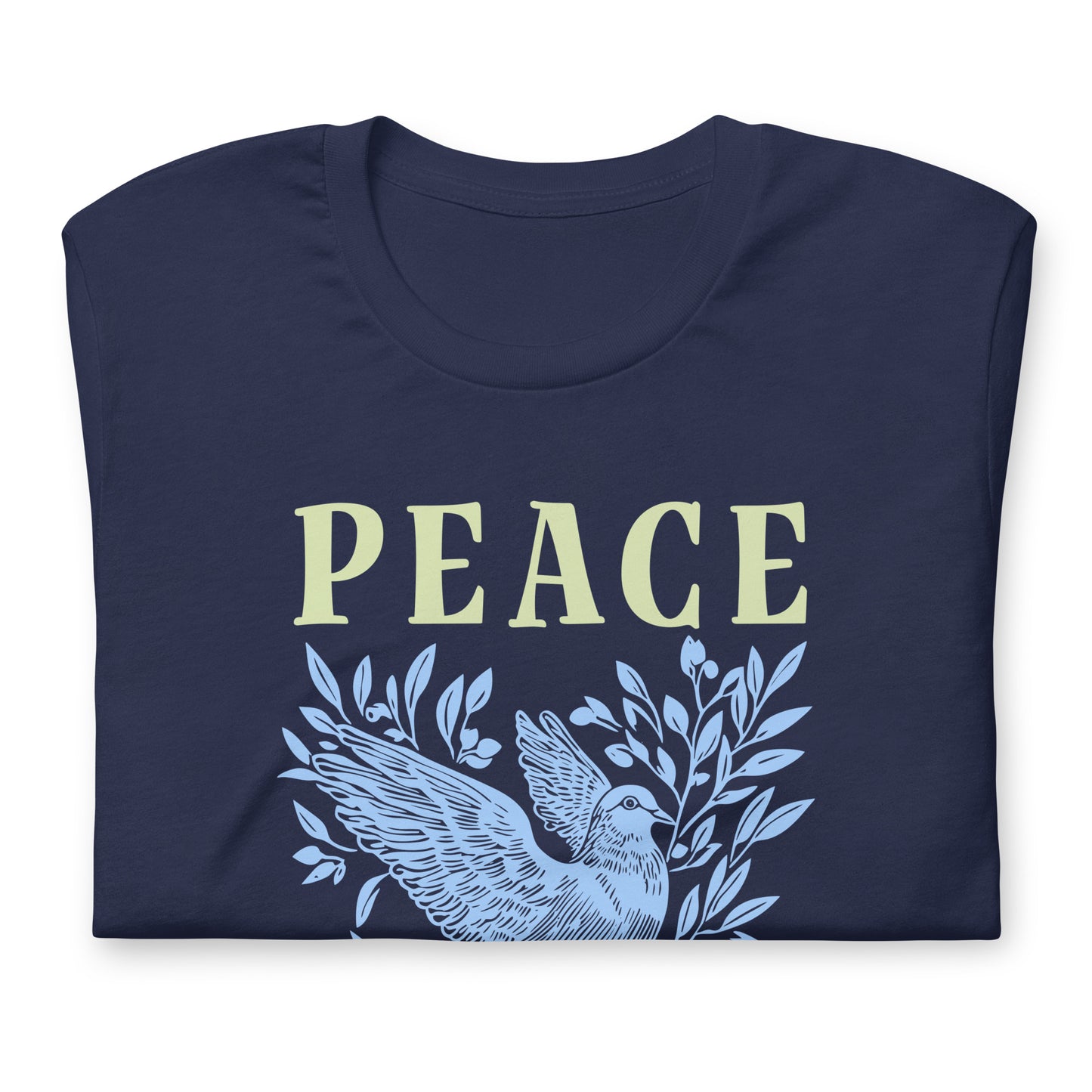 Close-Up of Design: Detailed look at the "Peace Over Patriarchy" text on the shirt.
