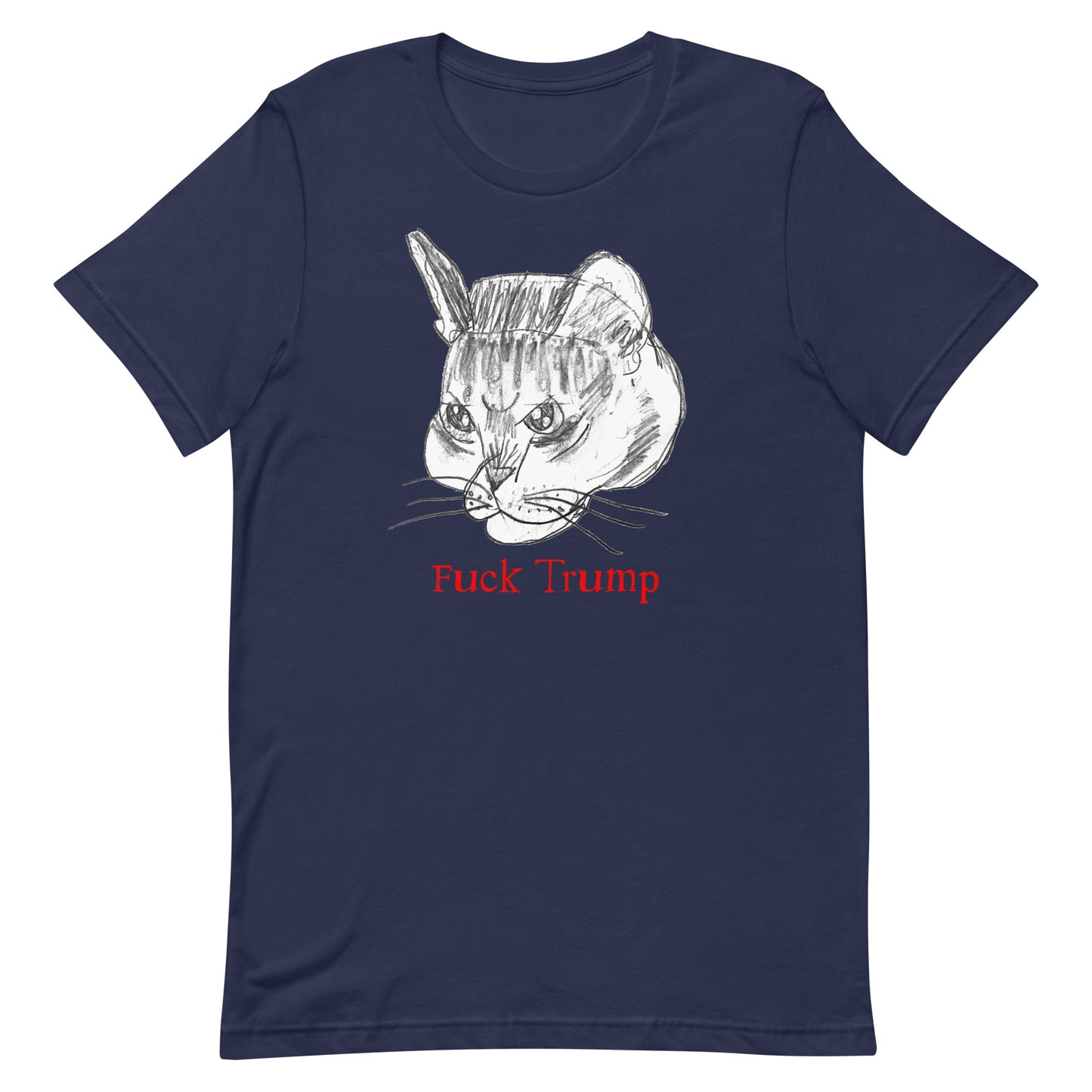Front view of the Subtle Anti-Trump Cat F*ck Trump T-Shirt featuring the cat illustration and phrase.
