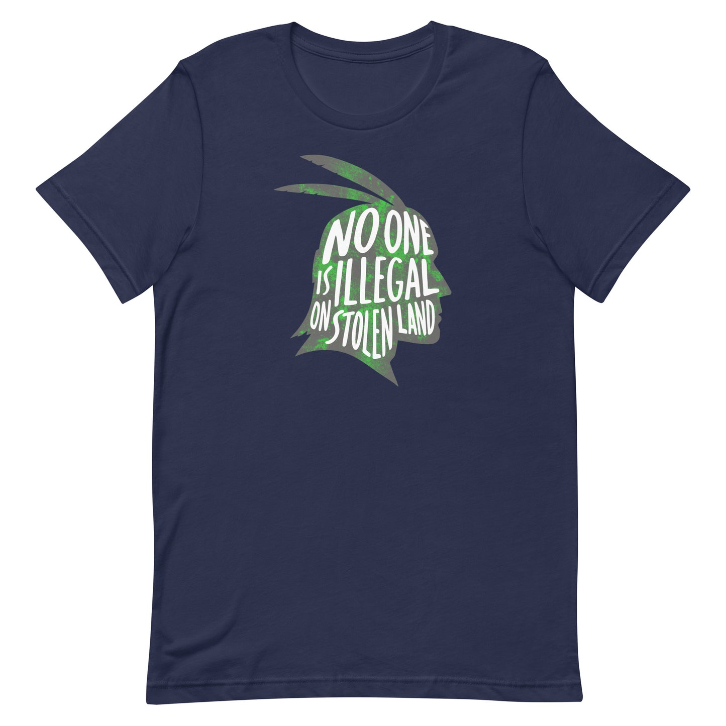 Front View Image: No One Is Illegal On Stolen Land Graphic Tee Front View