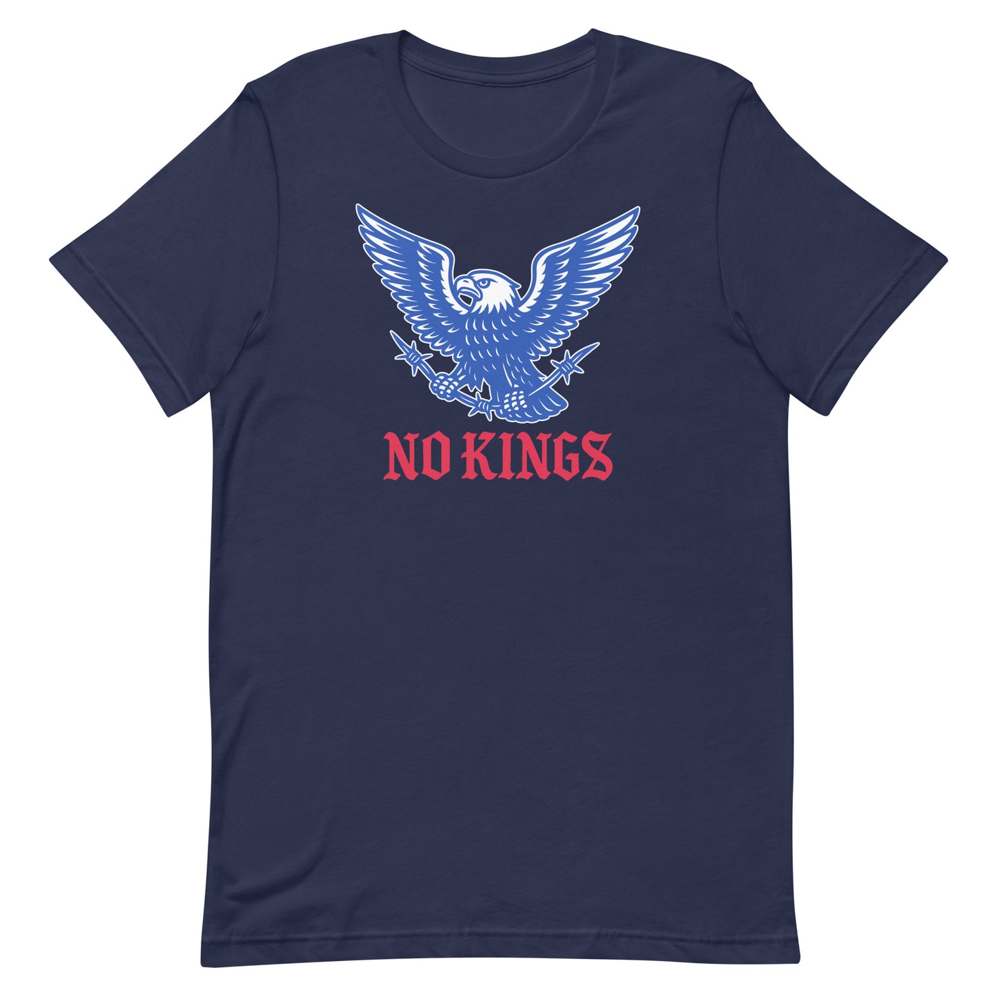 Front view of the "No Kings In America" Anti-Trump Patriotic Eagle Graphic Unisex T-Shirt