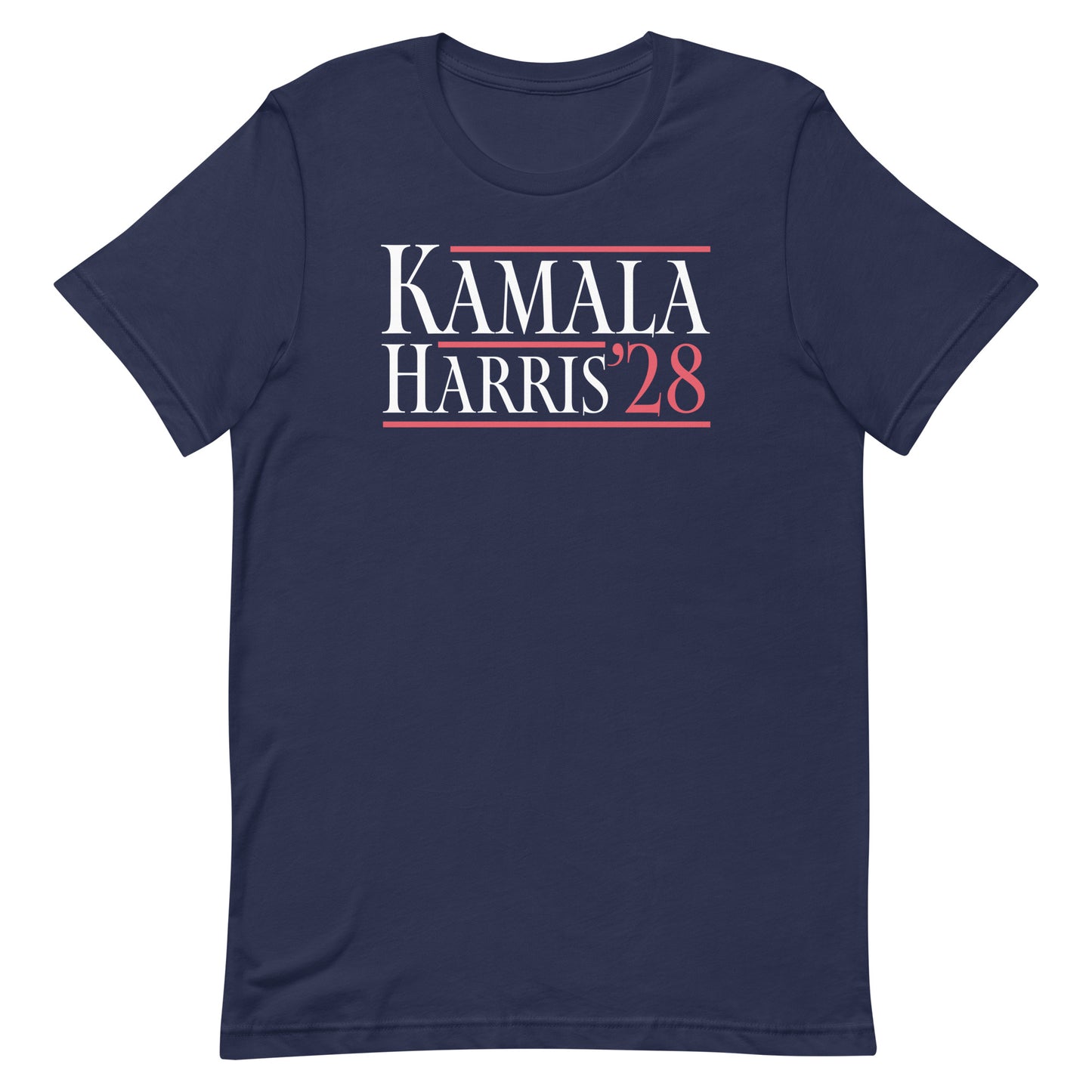 Front View Image: Front view of Kamala Harris ’28 campaign-style t‑shirt with bold printed slogan