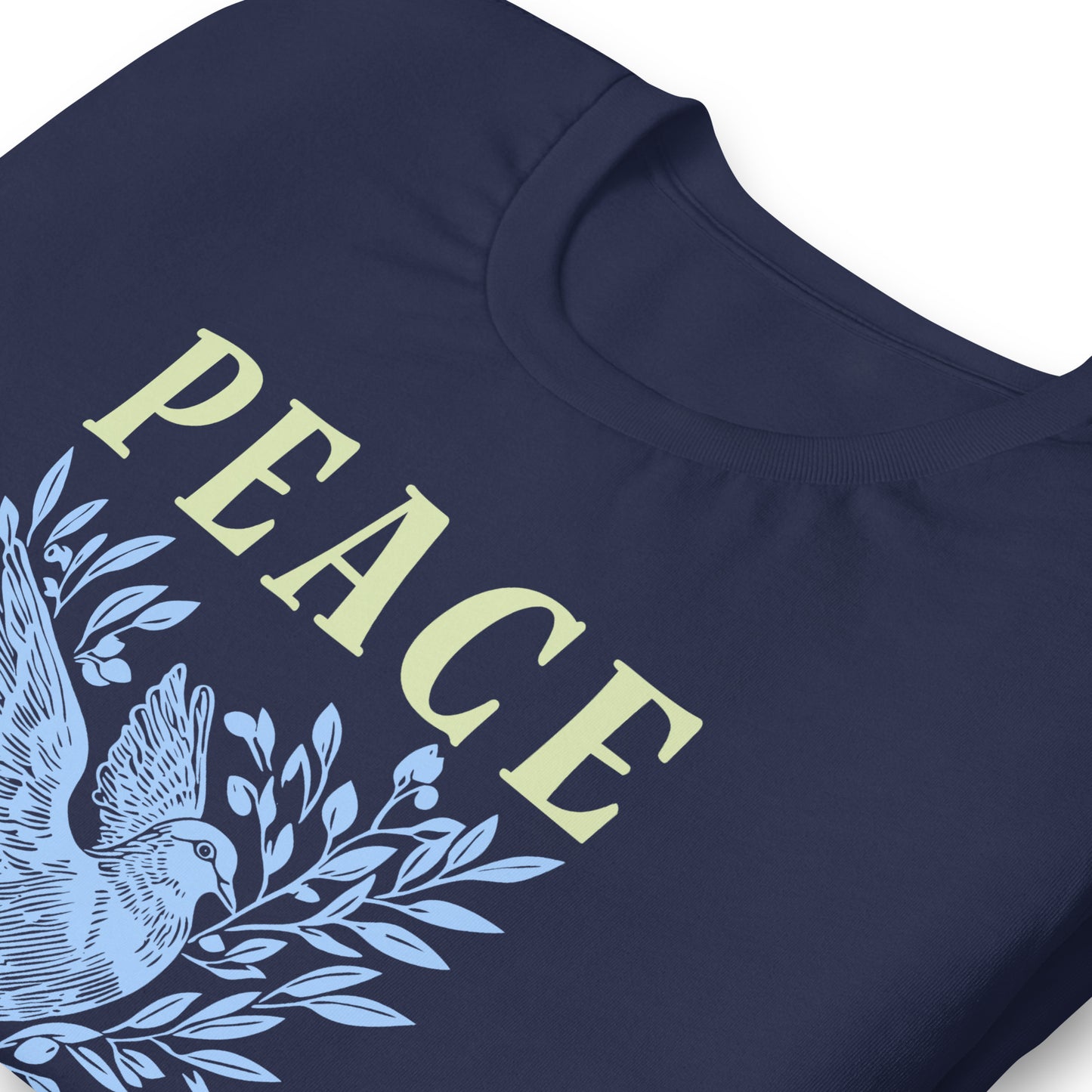 Close-Up of Design: Detailed look at the "Peace Over Patriarchy" text on the shirt.
