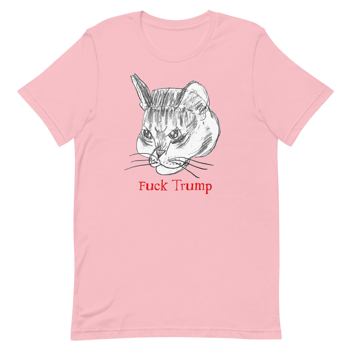 Front view of the Subtle Anti-Trump Cat F*ck Trump T-Shirt featuring the cat illustration and phrase.
