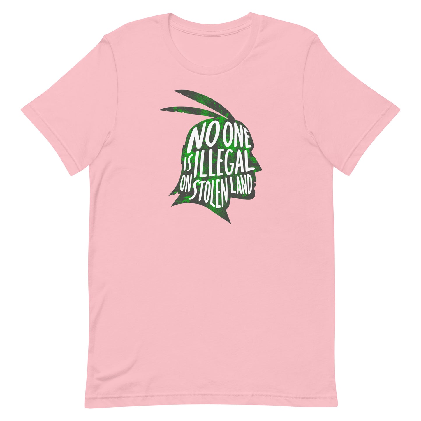 Front View Image: No One Is Illegal On Stolen Land Graphic Tee Front View