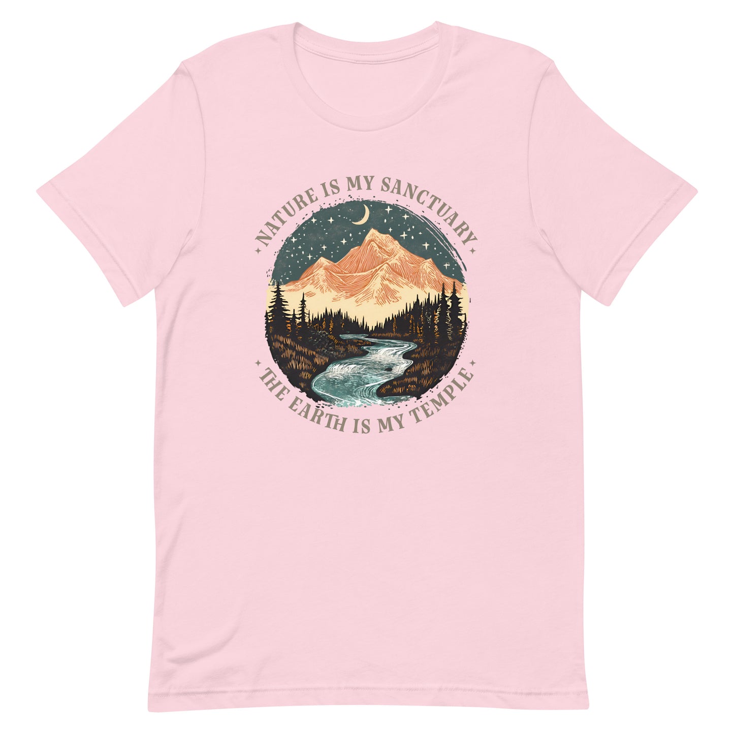 Front View Image: Nature Is My Sanctuary The Earth Is My Temple t-shirt – bold environmental message.