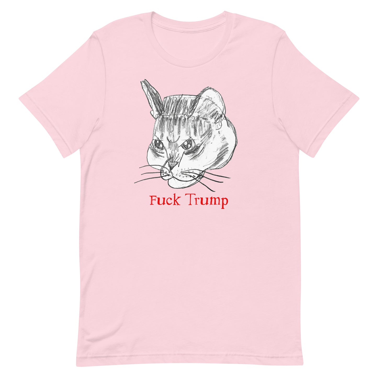 Front view of the Subtle Anti-Trump Cat F*ck Trump T-Shirt featuring the cat illustration and phrase.