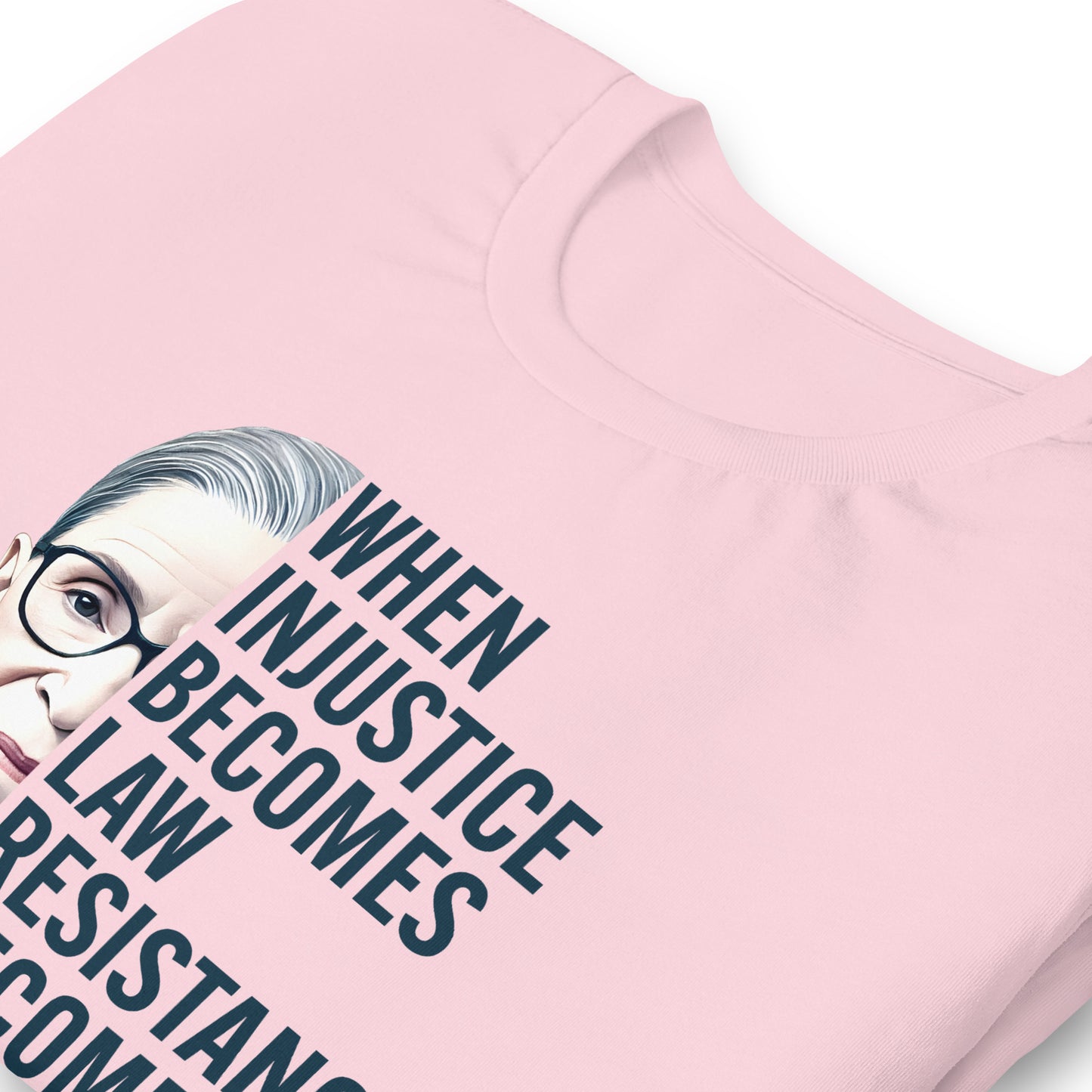 Close-Up of Design: Detailed portrait of RBG with empowering text.