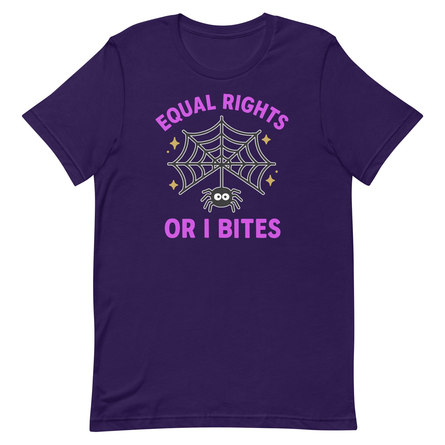 Purple “Equal Rights or I Bites” activist tee, Halloween equality theme for progressive voters and feminists.