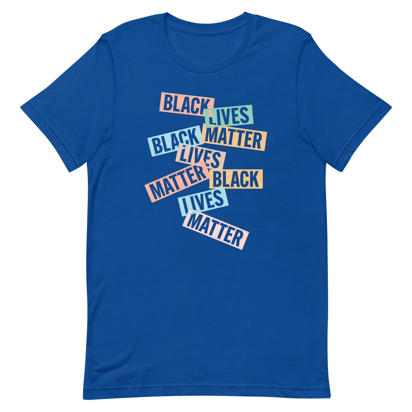 Front View Image: Black Lives Matter Unisex T-Shirt with bold BLM lettering.