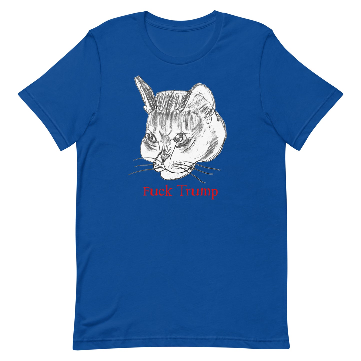 Front view of the Subtle Anti-Trump Cat F*ck Trump T-Shirt featuring the cat illustration and phrase.