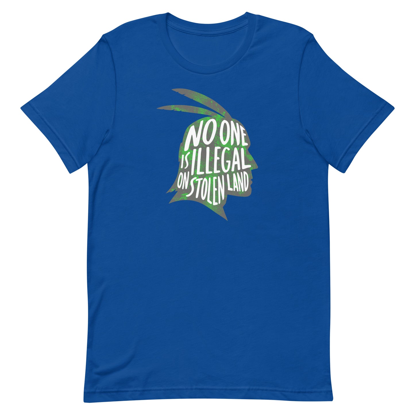 Front View Image: No One Is Illegal On Stolen Land Graphic Tee Front View