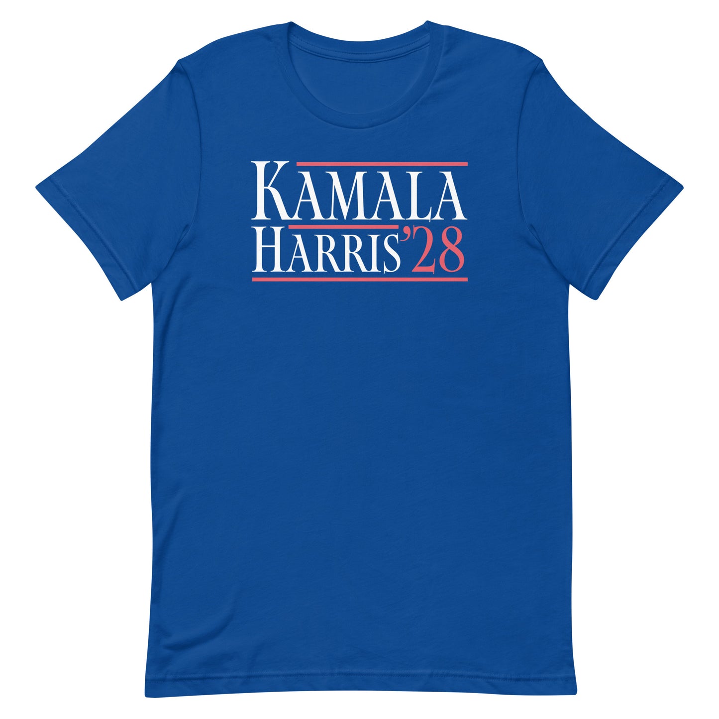 Front View Image: Front view of Kamala Harris ’28 campaign-style t‑shirt with bold printed slogan