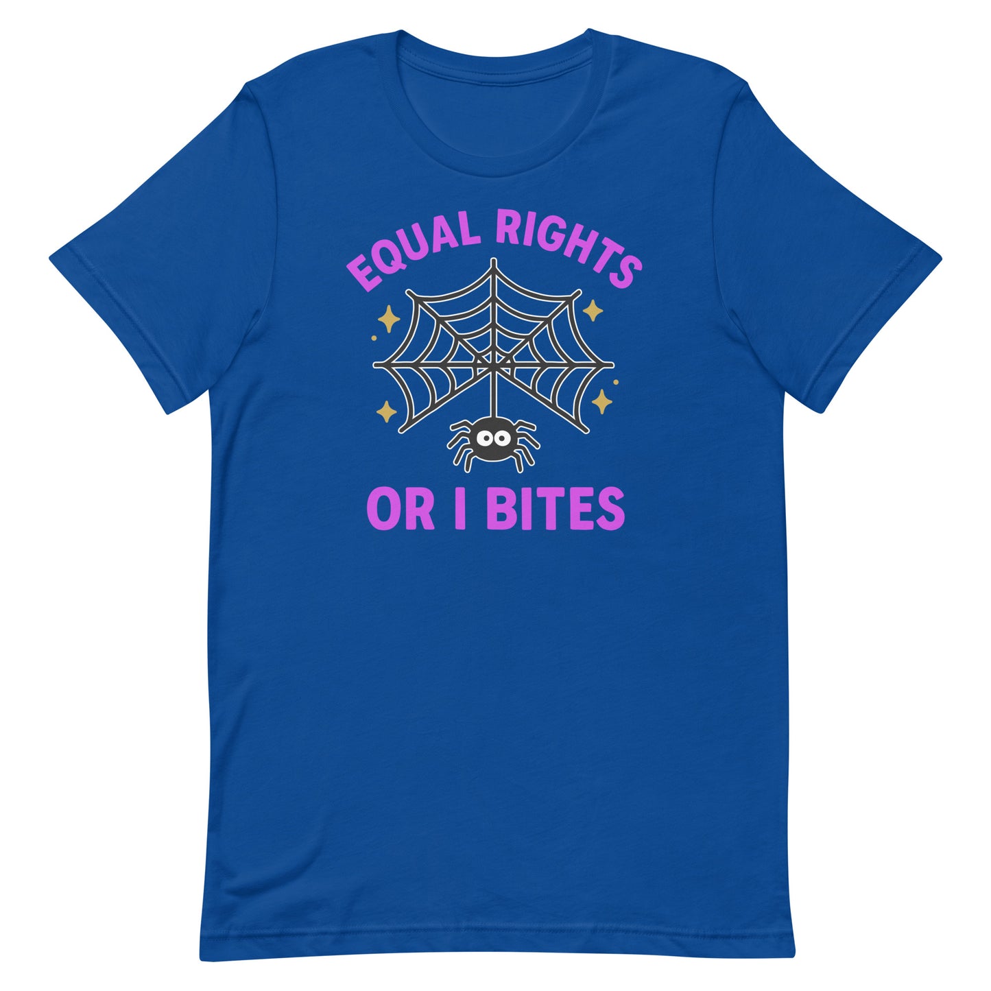 Royal Blue “Equal Rights or I Bites” Halloween shirt, bold activist design by Blue Wave USA apparel for equality supporters.