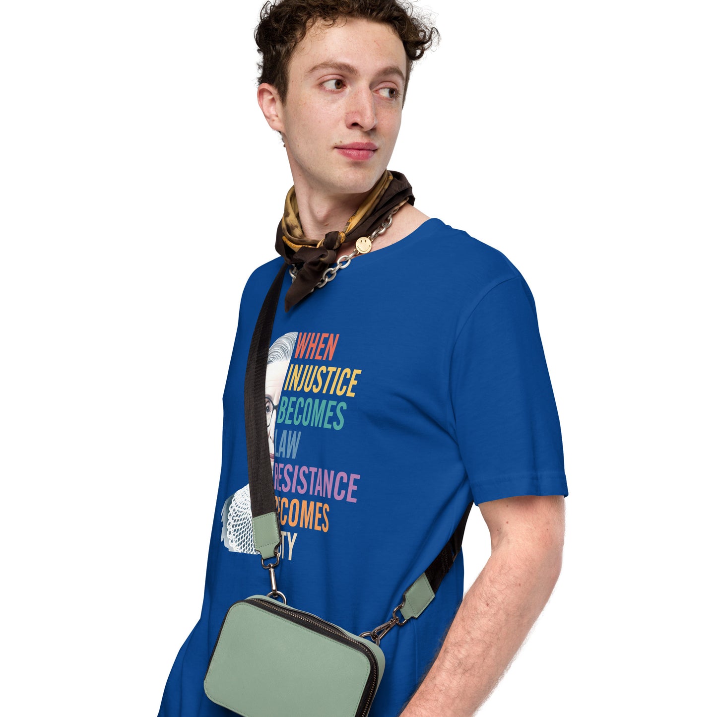 Activist wearing the Ruth Bader Ginsburg Resistance Unisex T-Shirt