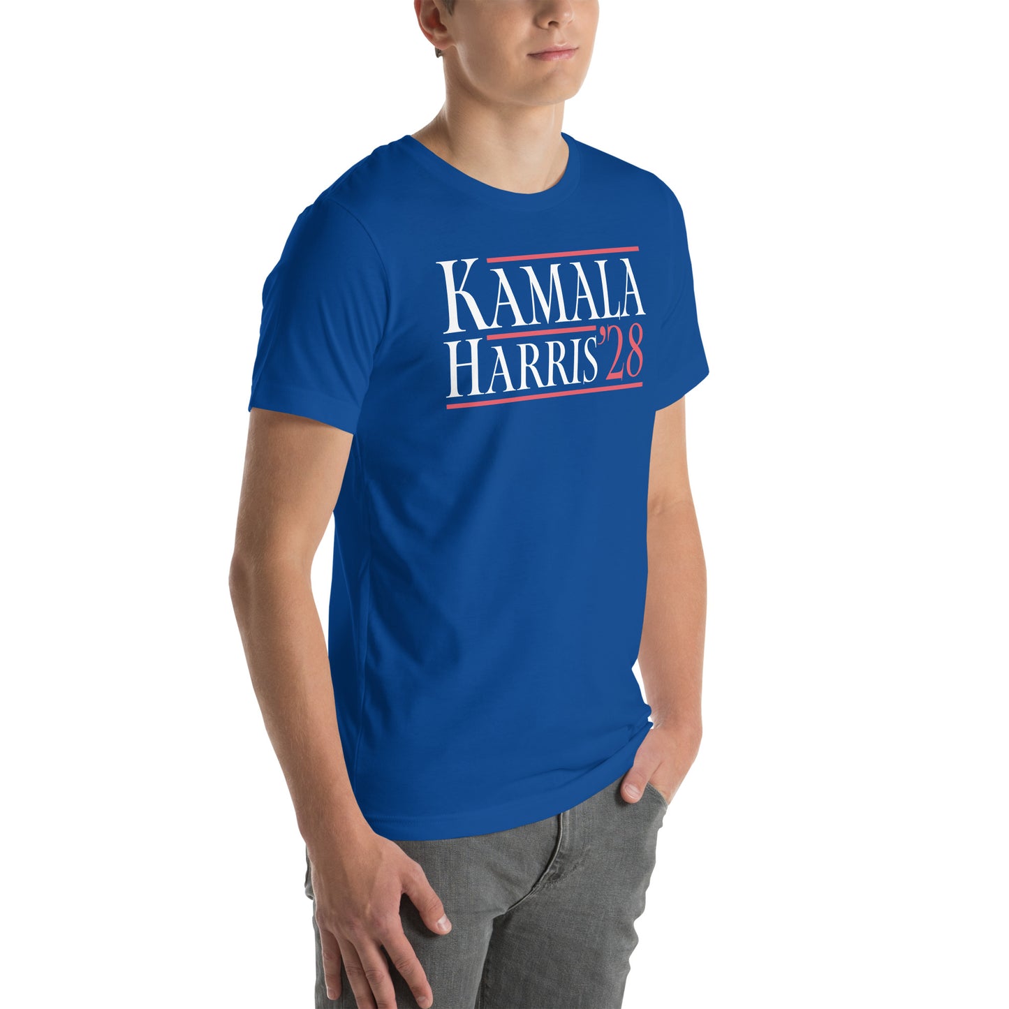 Lifestyle Image: Kamala Harris supporter wearing the Kamala Harris 2028 t‑shirt
