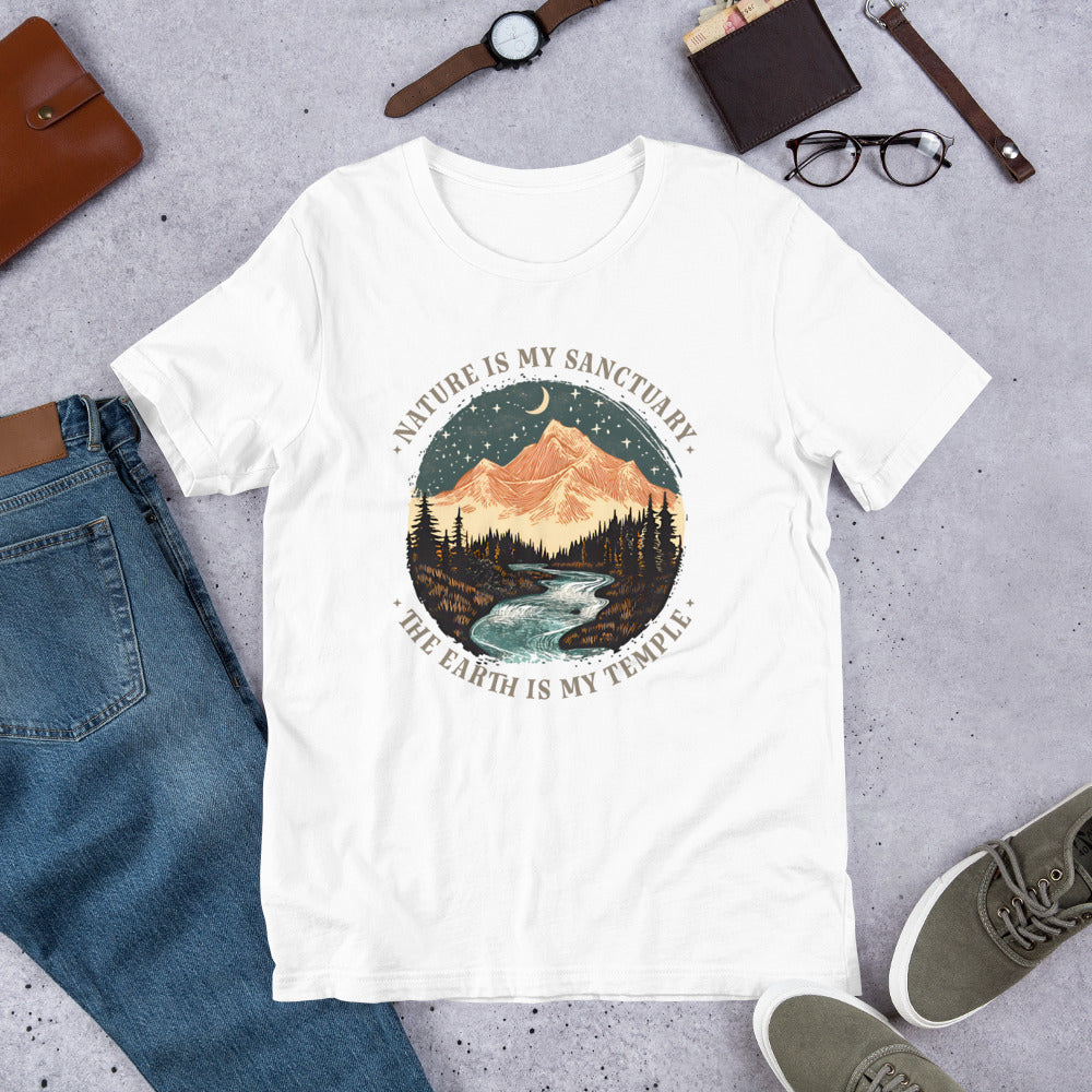 Flat Lay Image: Unisex environmental t-shirt displayed neatly, showcasing design.
