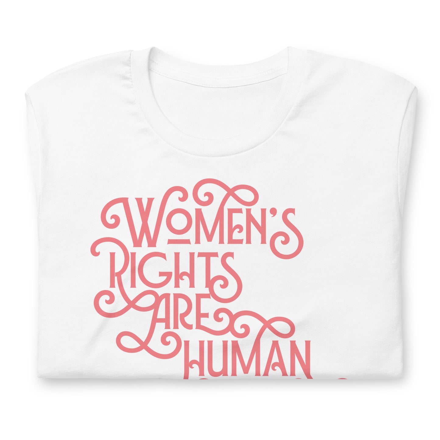 Close-up of the T-shirt’s powerful feminist message promoting gender equality.