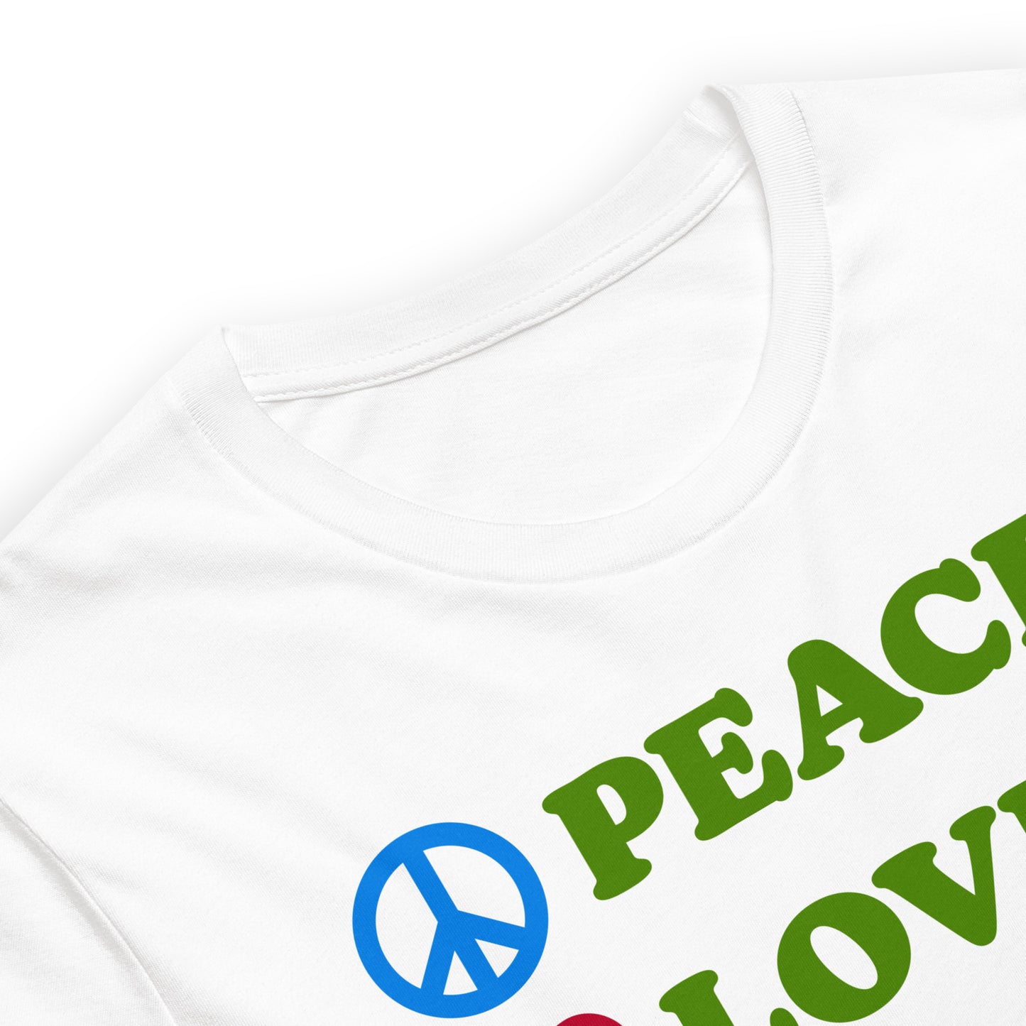 Close-Up of Design: Bold peace, heart, Earth, and recycle symbols with sharp text detail