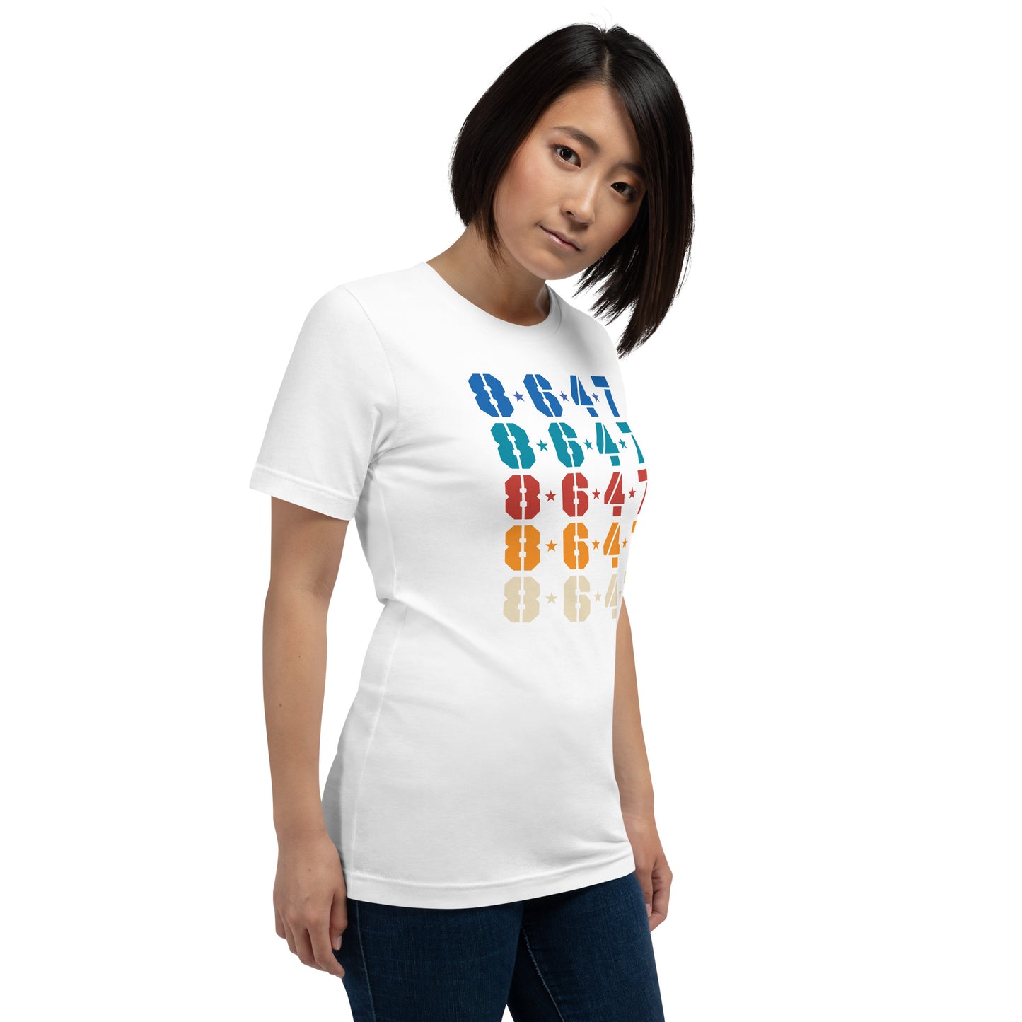 Lifestyle Image: Person wearing the Retro 8647 FDT t-shirt.