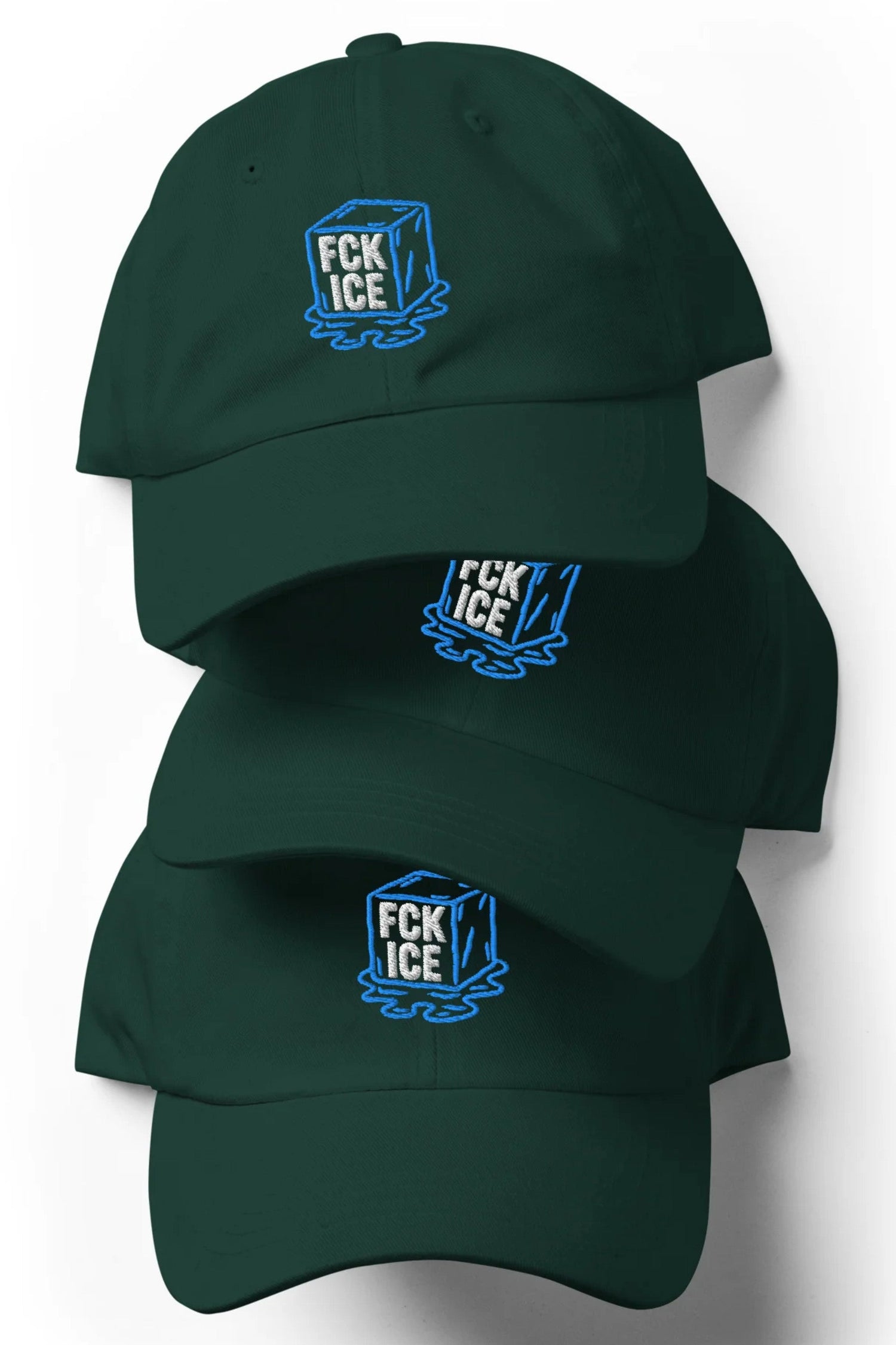 F*CK ICE Melting Ice Cube Abolish Ice Anti-ICE Protest Graphic Embroidered Dad Hat