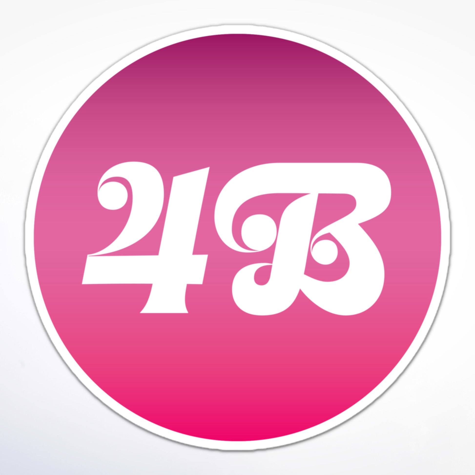 Feminist sticker with “4B” centered on a round pink gradient background, symbolizing women’s rights movement.