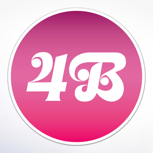 Feminist sticker with “4B” centered on a round pink gradient background, symbolizing women’s rights movement.