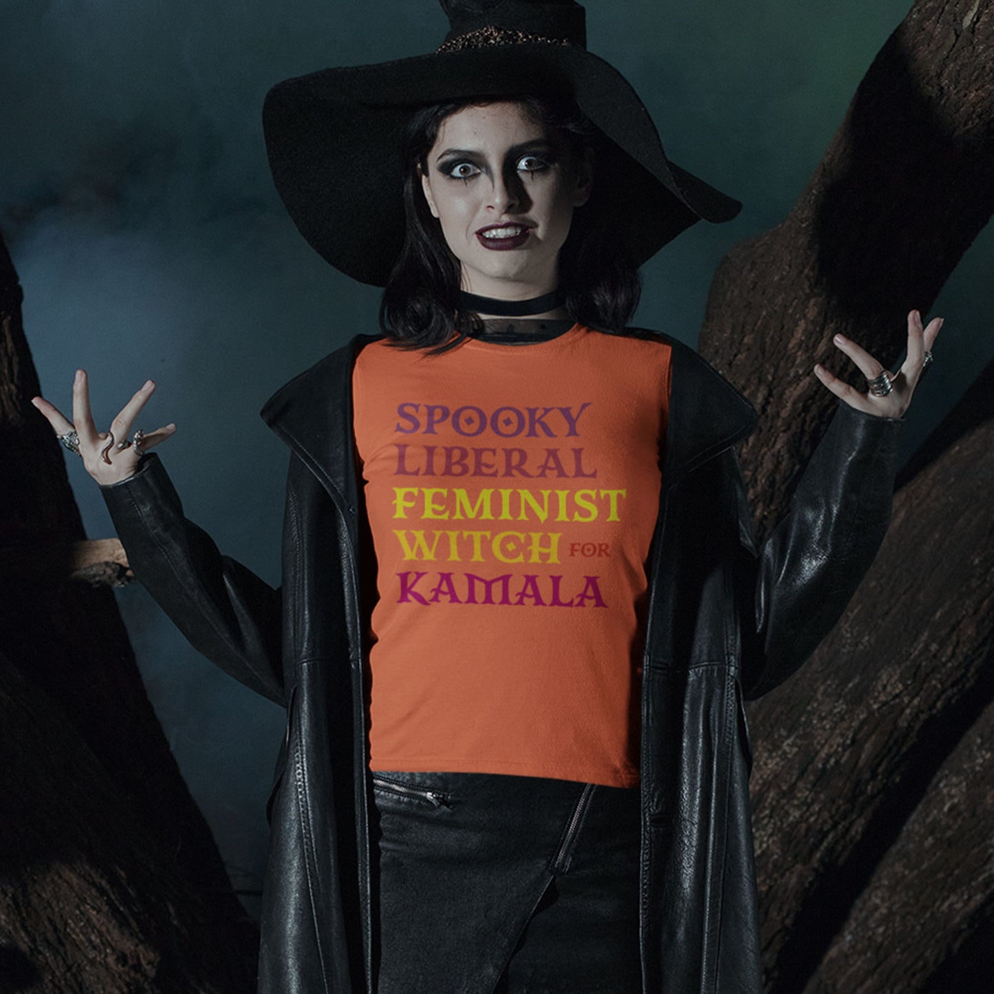 Spooky Liberal Feminist Witch For Kamala Harris Feminist Halloween Unisex T-Shirt