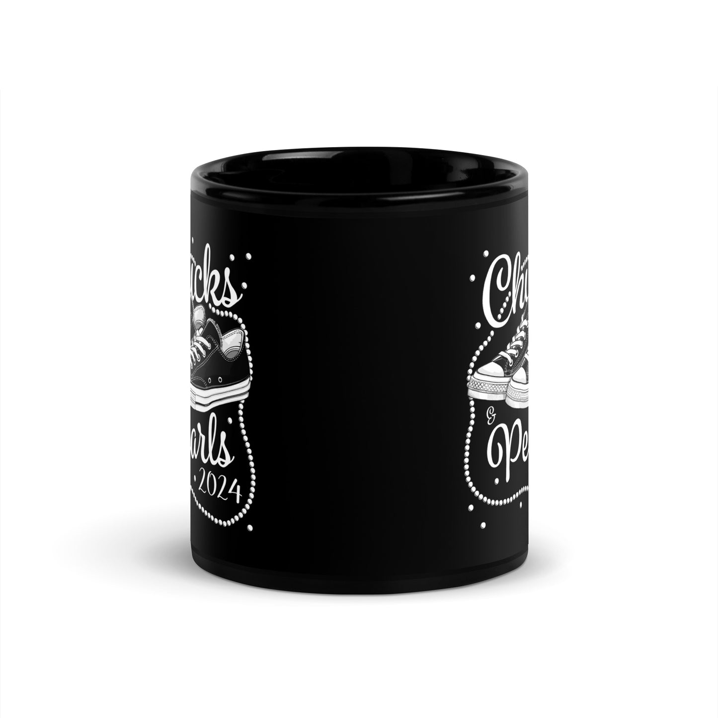 Chucks & Pearls 2024 Kamala Harris Black Glossy Mug