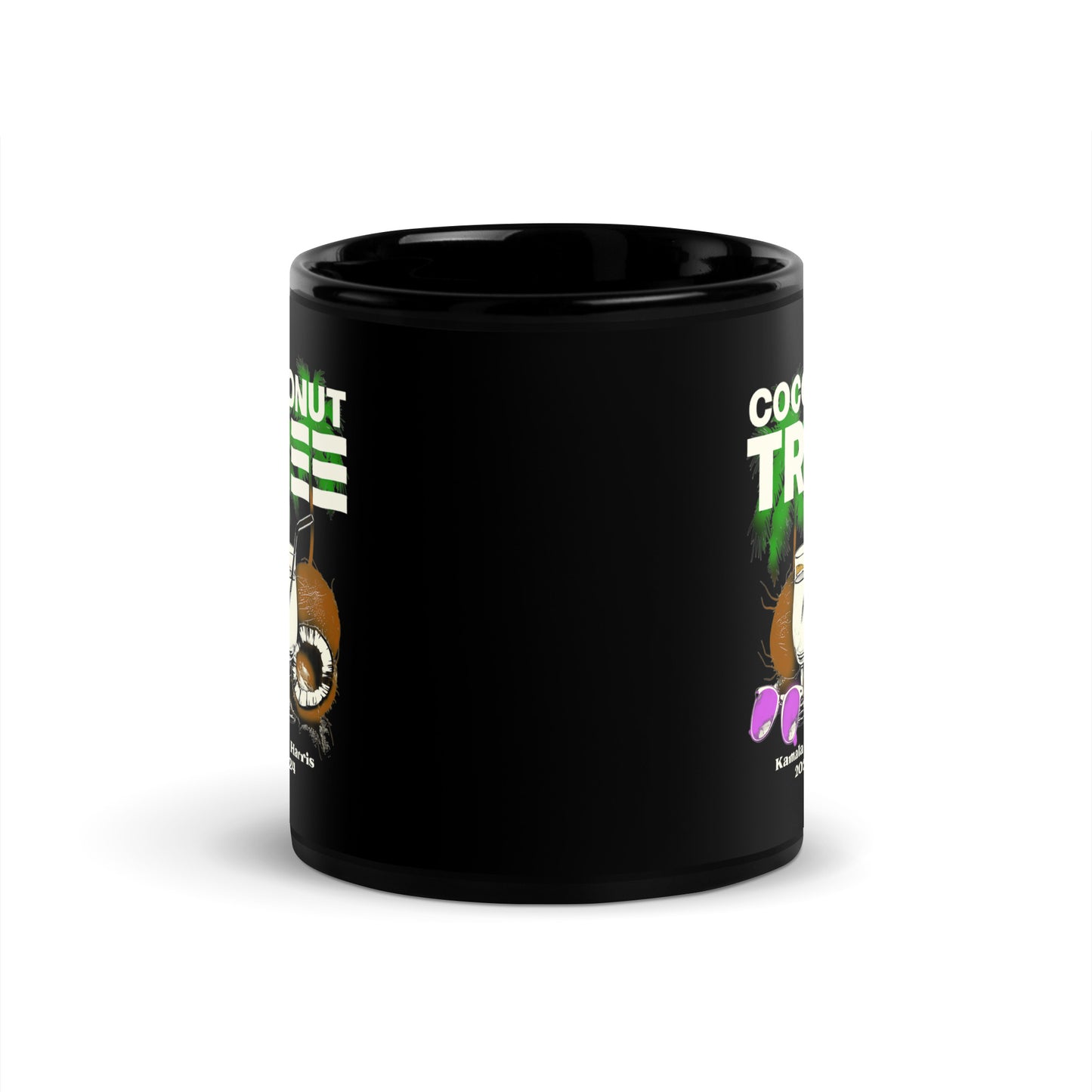 Coconut Tree Kamala Harris 2024 Black Glossy Mug