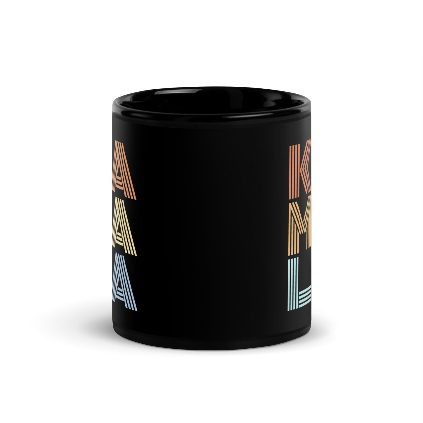 Retro KAMALA Harris Black Glossy Mug